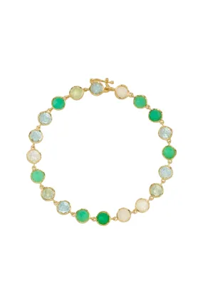 Irene Neuwirth Classic 7" Bracelet set with 5mm Rose Cut Chrysoprase, Prehnite, Aquamarine and Rainbow Moonstone