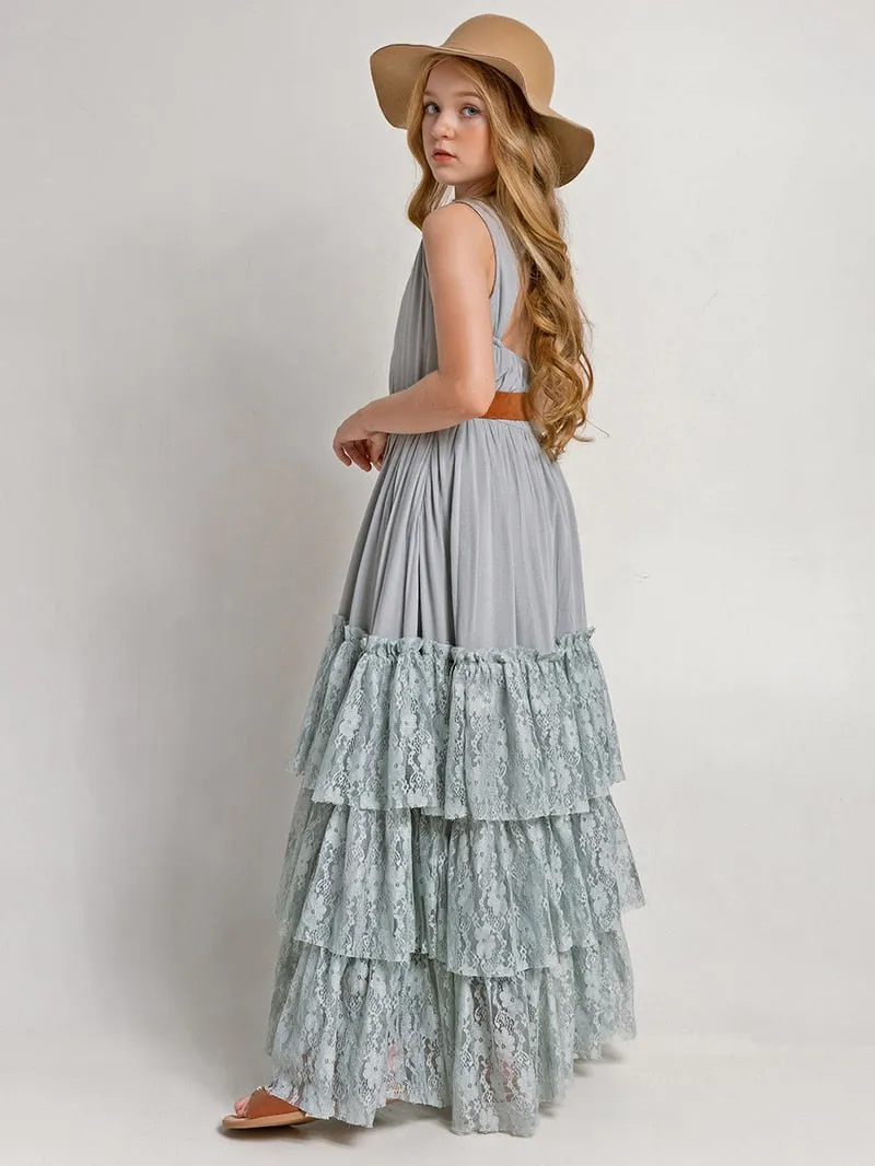 Lace Ruffles Layered Princess Dress