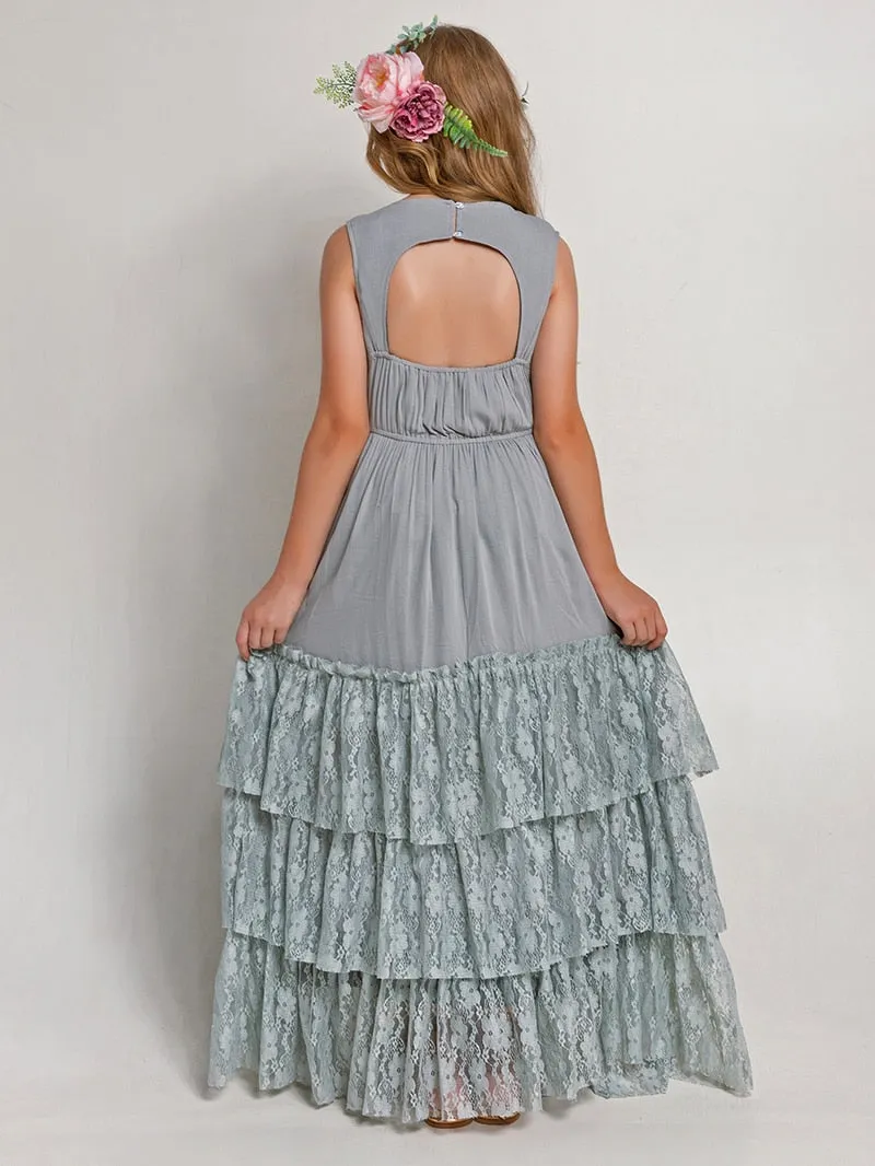 Lace Ruffles Layered Princess Dress