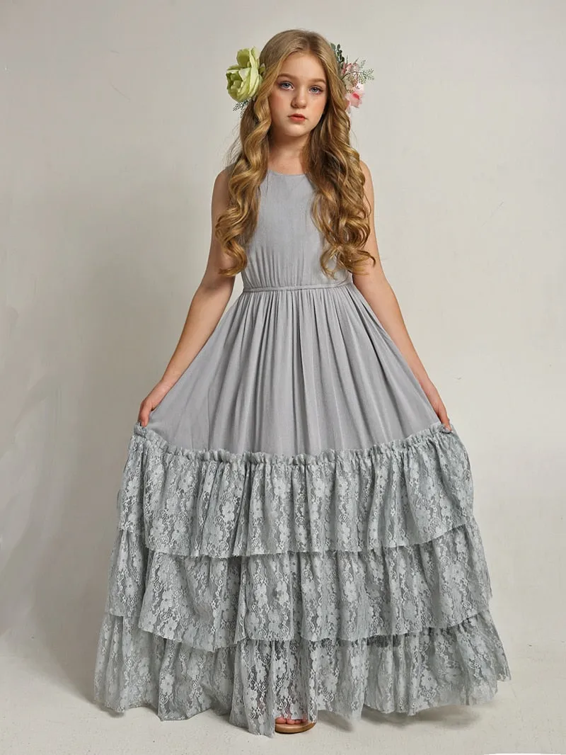 Lace Ruffles Layered Princess Dress