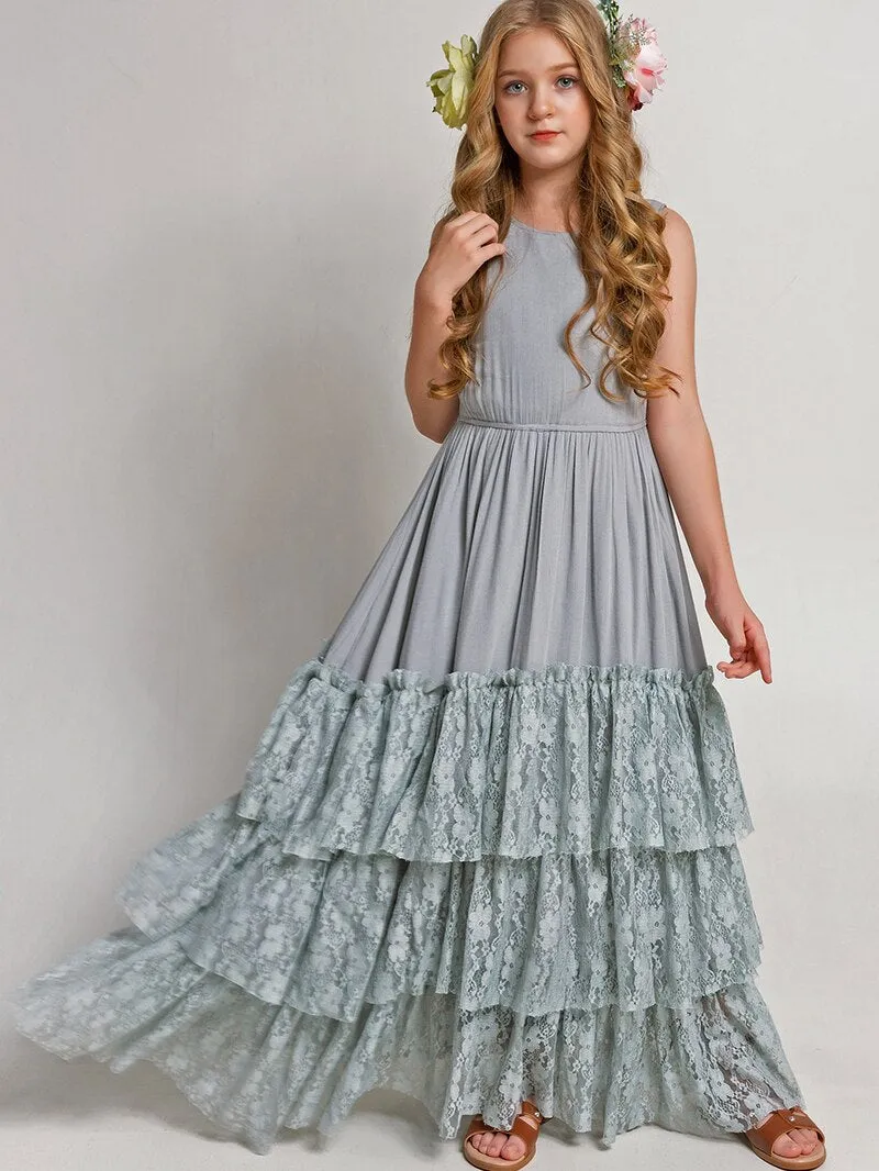 Lace Ruffles Layered Princess Dress