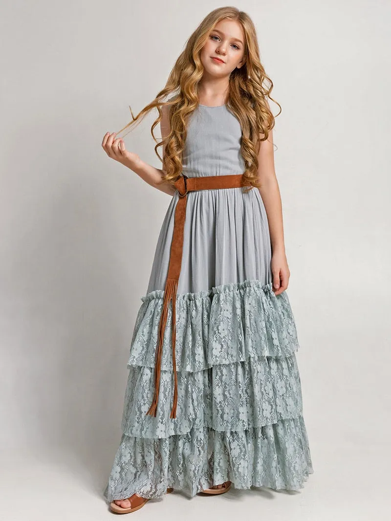 Lace Ruffles Layered Princess Dress