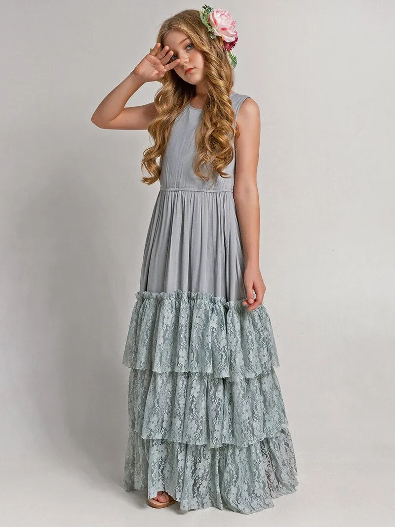 Lace Ruffles Layered Princess Dress