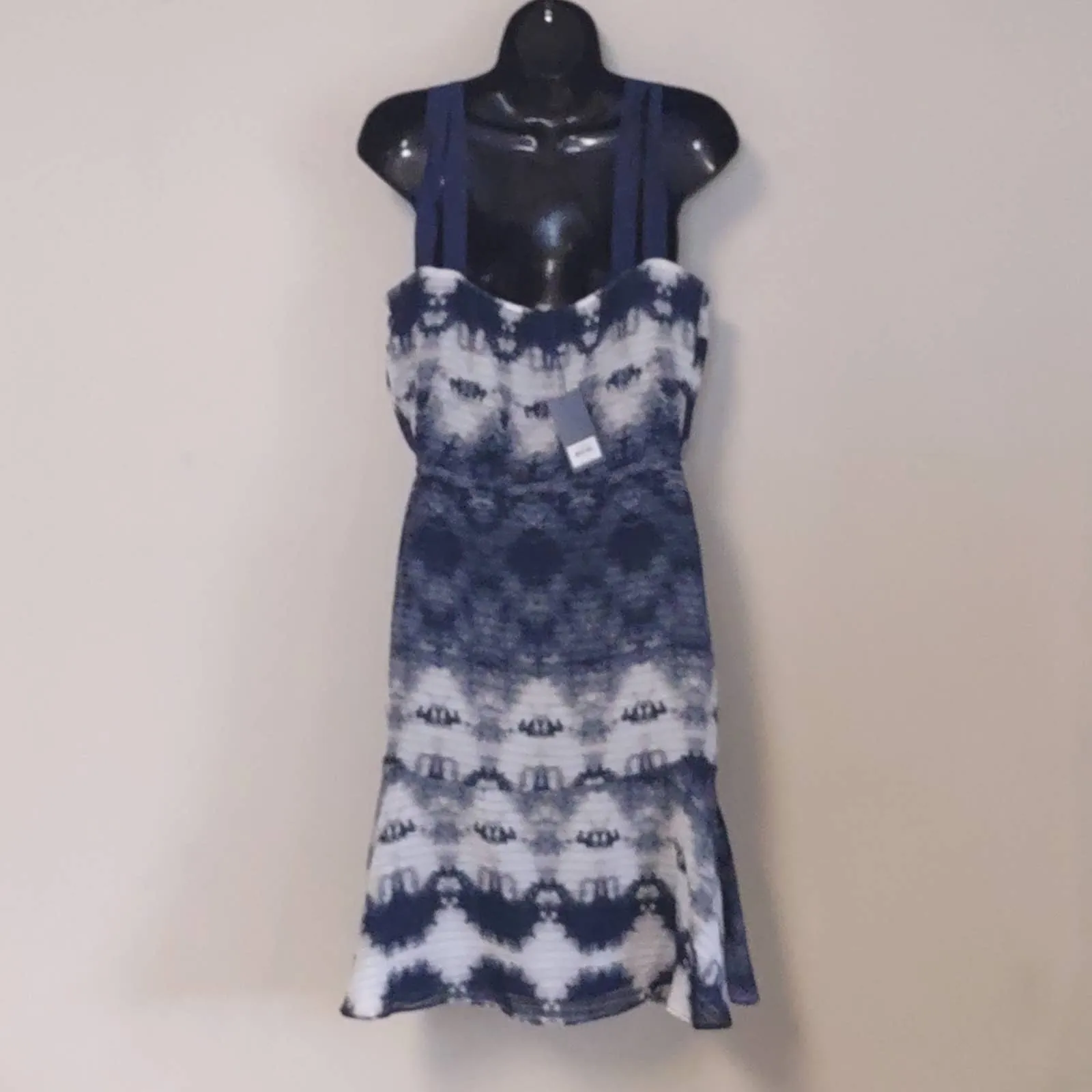 Libby Edelman Tie Dye Fit and Flare Sundress Medium Blue