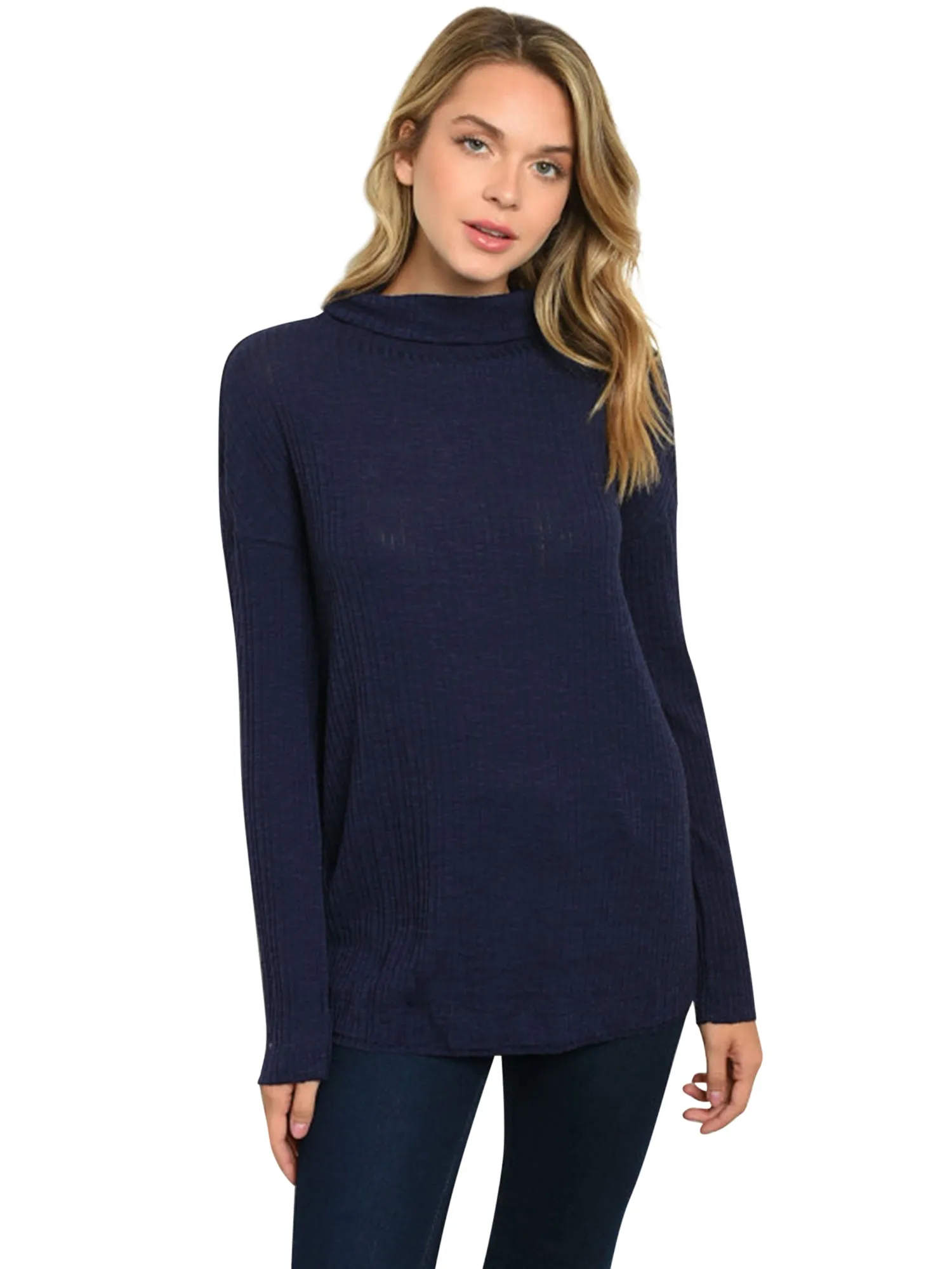 Lightweight Ribbed Knit Long Sleeve Open Back Top