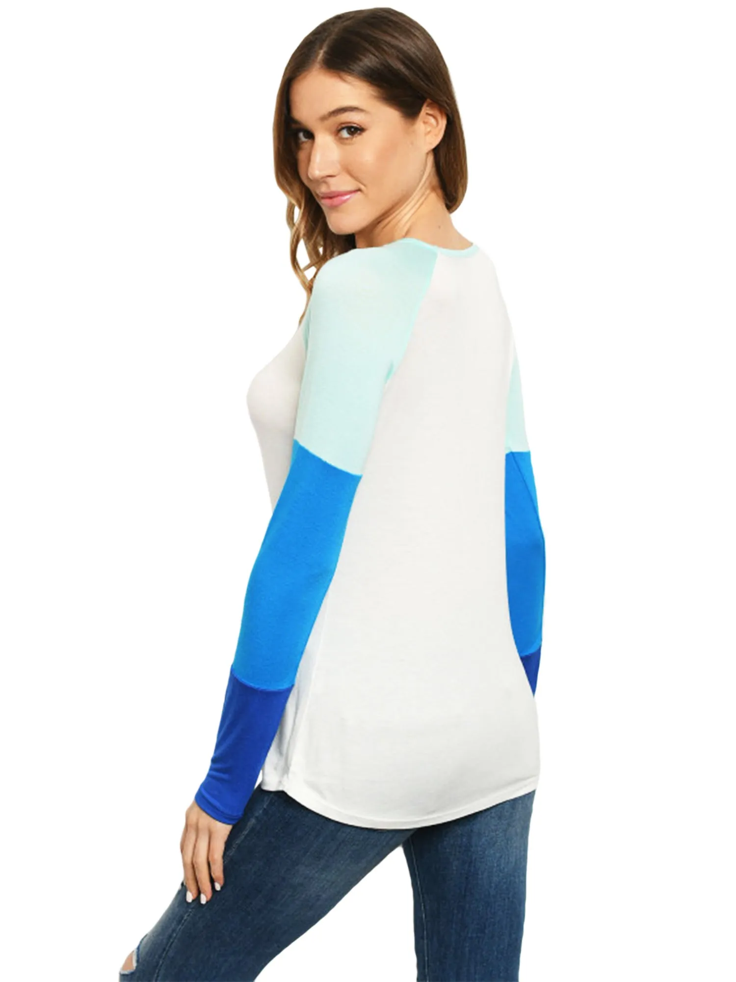 Lightweight White Top With Color Block Sleeves