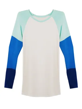 Lightweight White Top With Color Block Sleeves