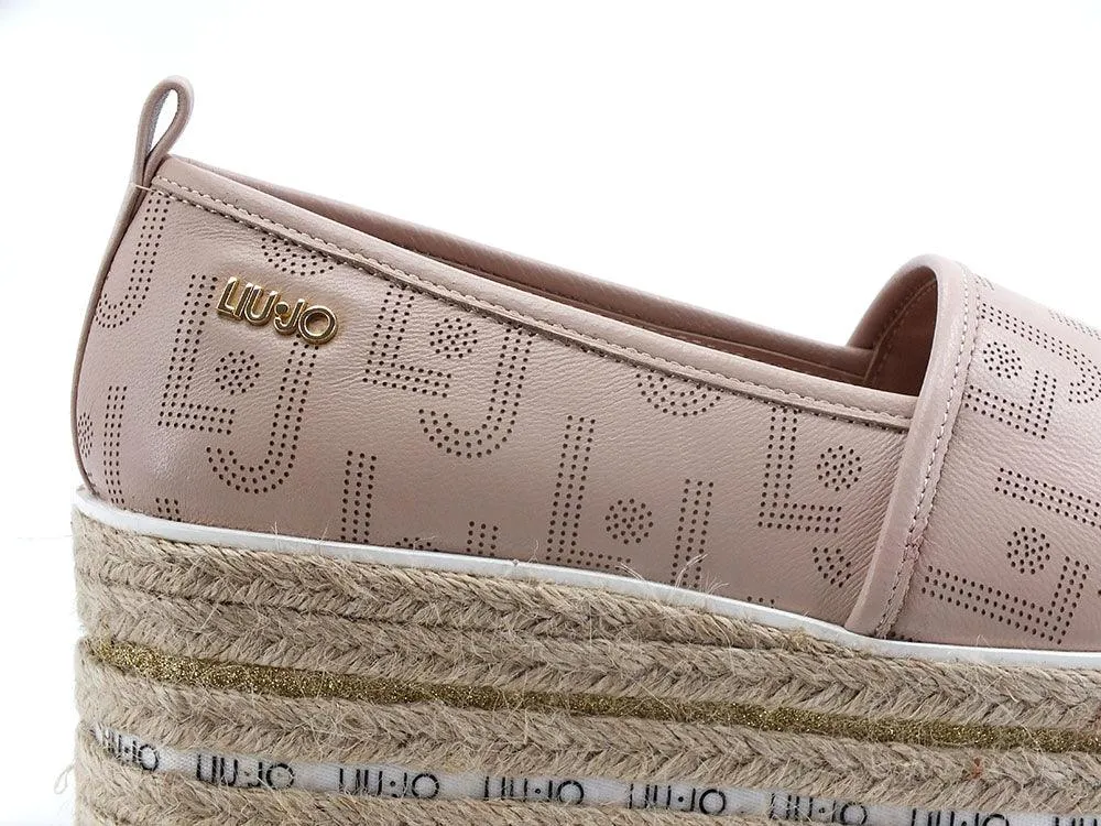 LIU JO Winona 03 Espadrillas Flat Form Loghi Antique Rose Beige SA2115PX149