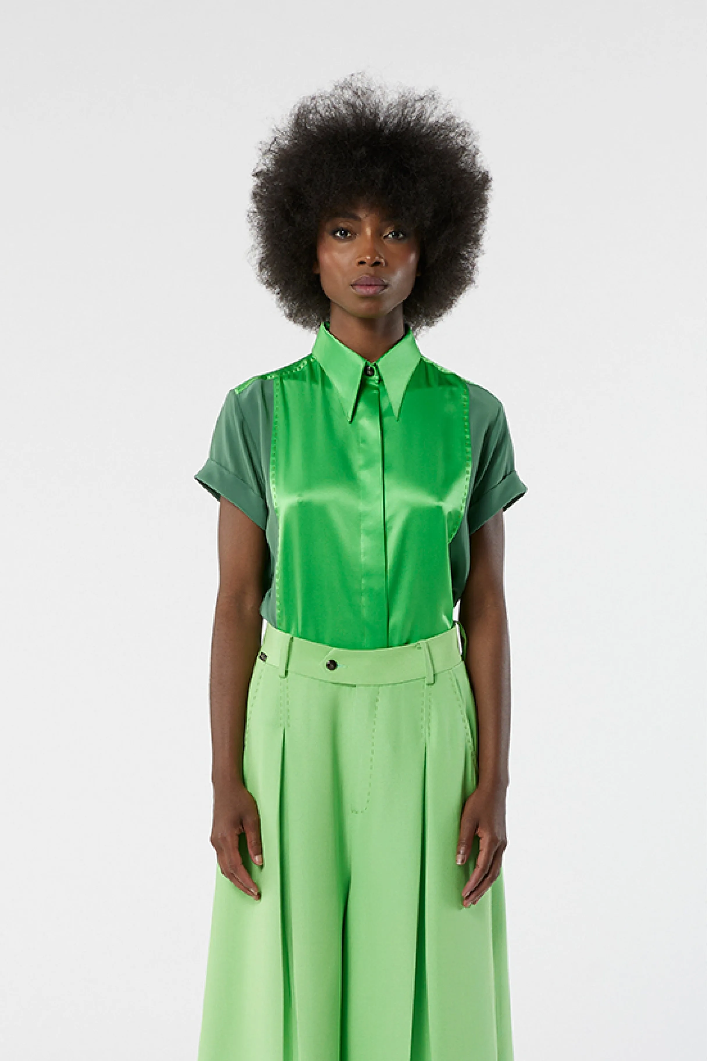 LOCKY apple green - silk shirt