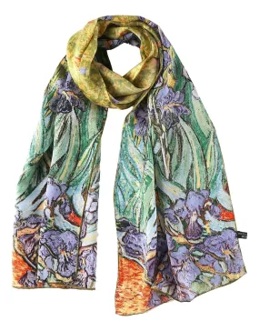 Long Charmeuse Satin Silk Scarf with Classic Vangogh Painting Print LZD110