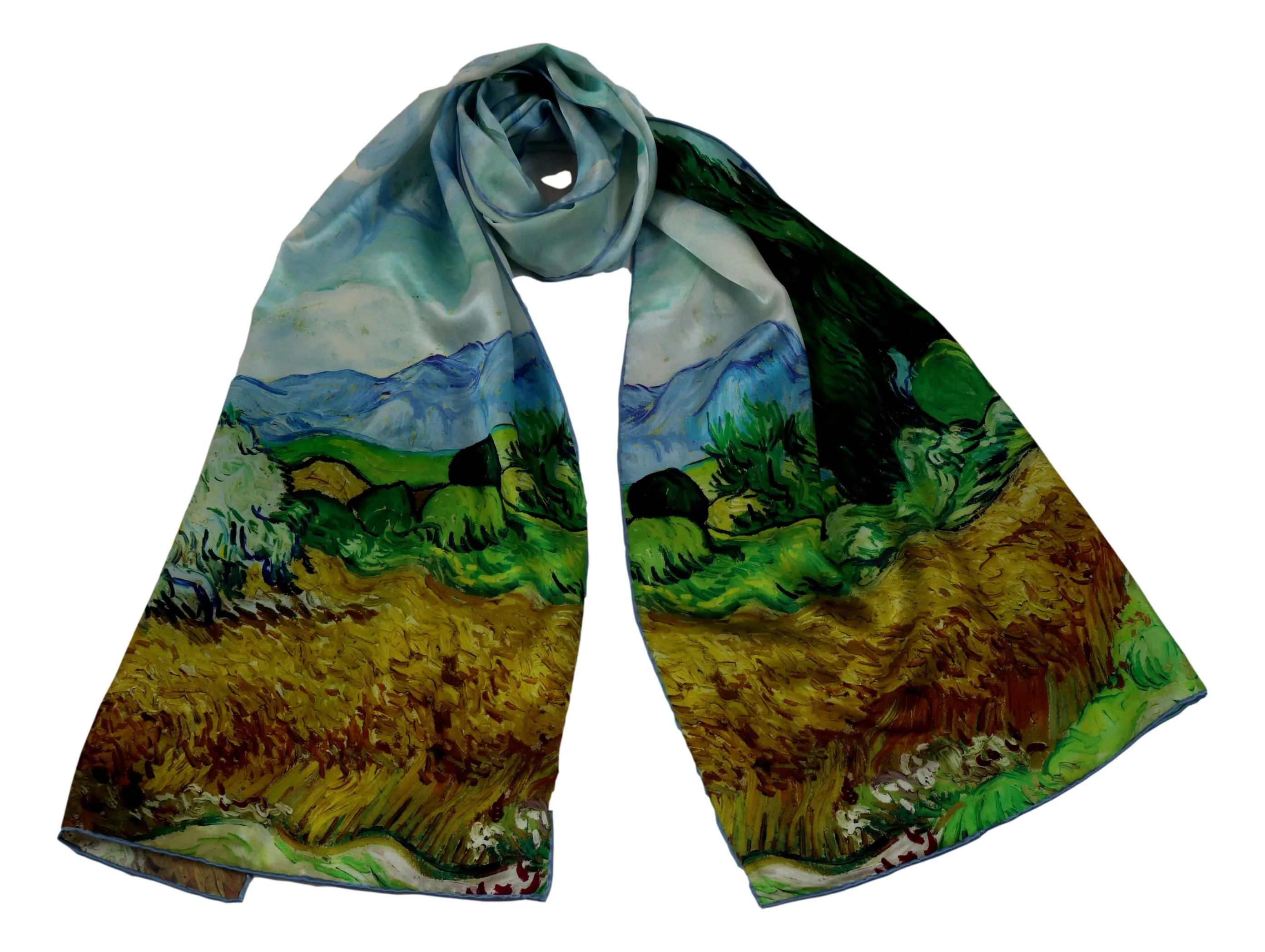 Long Charmeuse Silk Scarf with Classic Painting LZD121