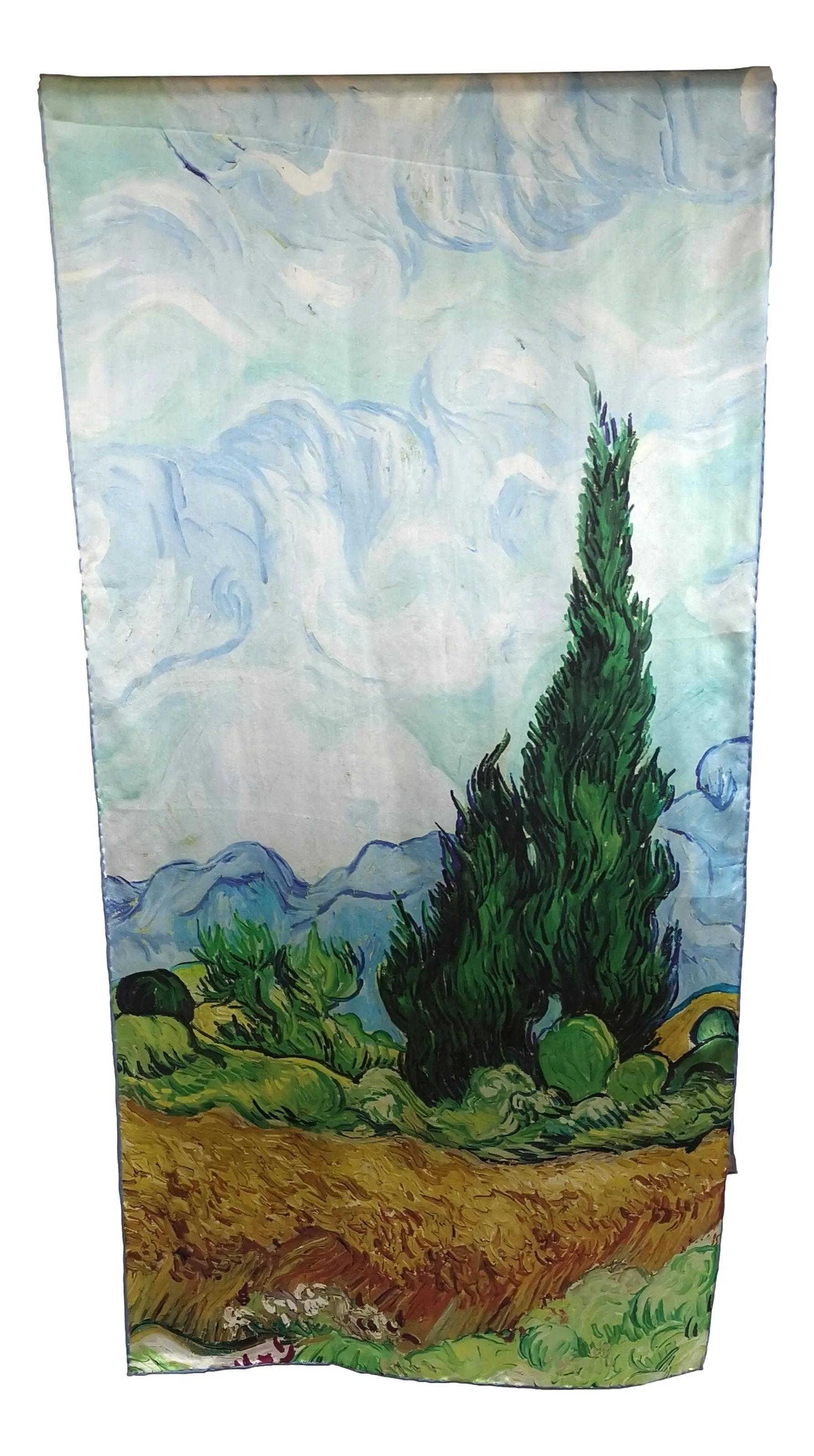 Long Charmeuse Silk Scarf with Classic Painting LZD121