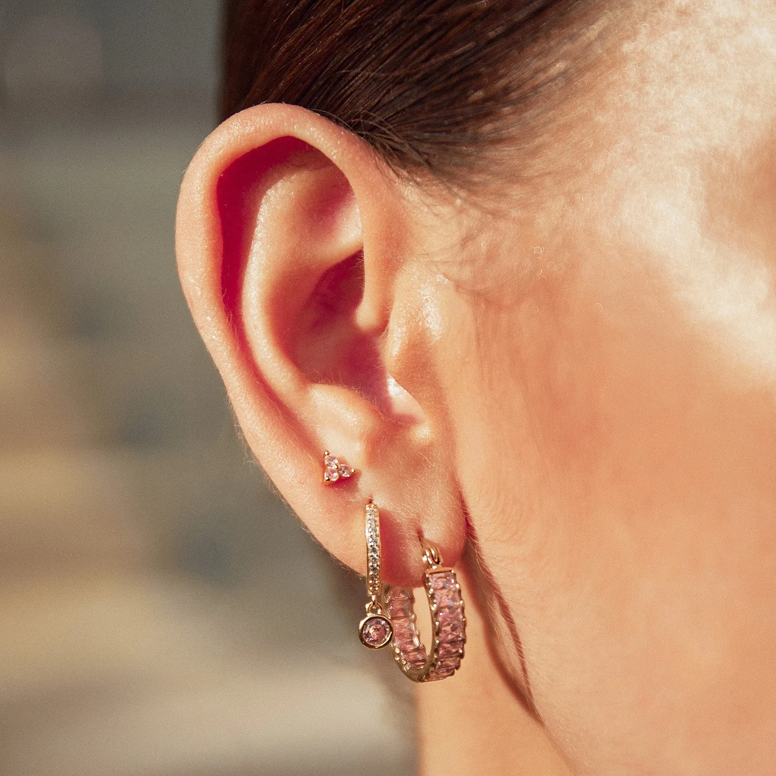 Magenta Gold Earrings - Rose