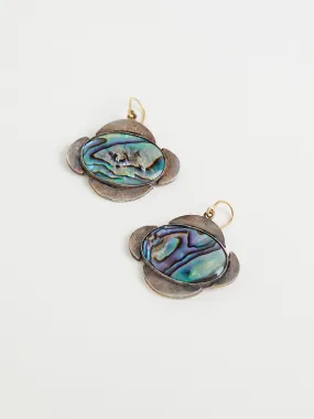 Medieval Folklorish Earrings with Abalone in Silver