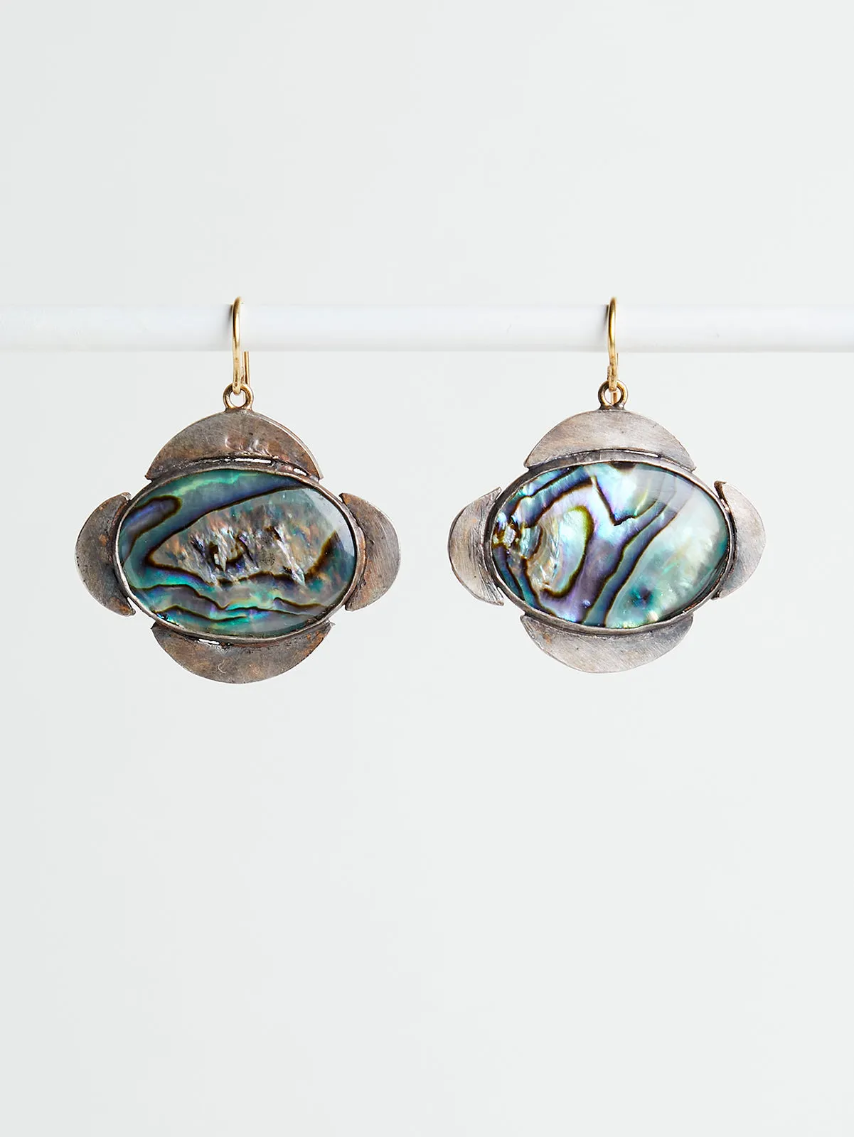 Medieval Folklorish Earrings with Abalone in Silver