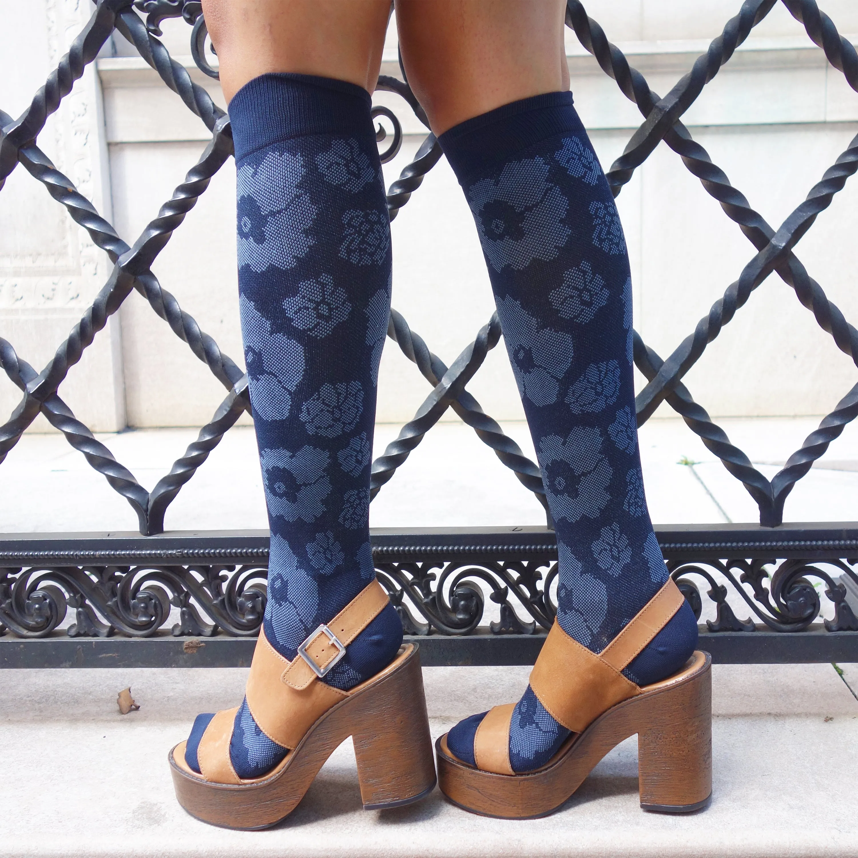 Merimekko Flower | Knee-High Compression Socks For Women