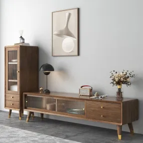 Midcentury Modern Walnut TV Cabinet With Drawers