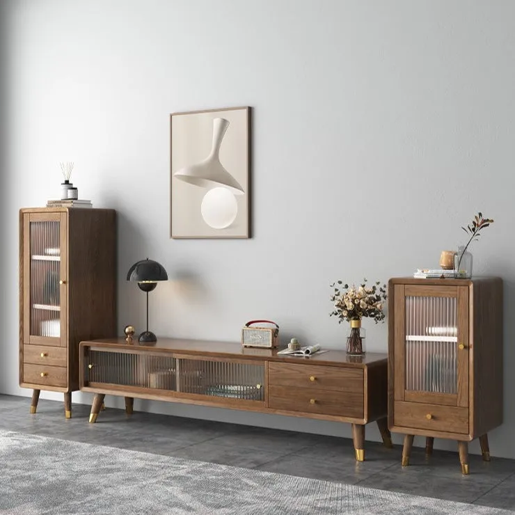 Midcentury Modern Walnut TV Cabinet With Drawers