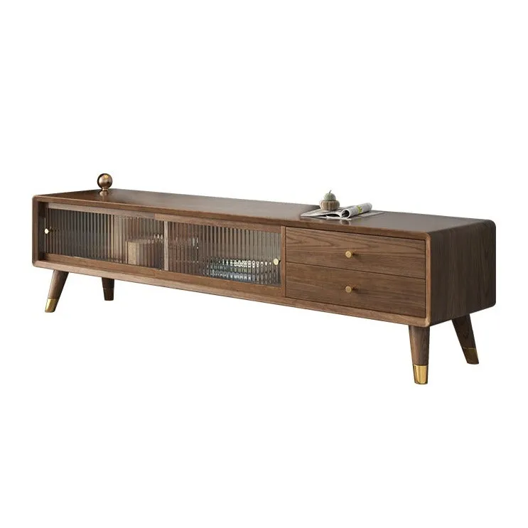 Midcentury Modern Walnut TV Cabinet With Drawers