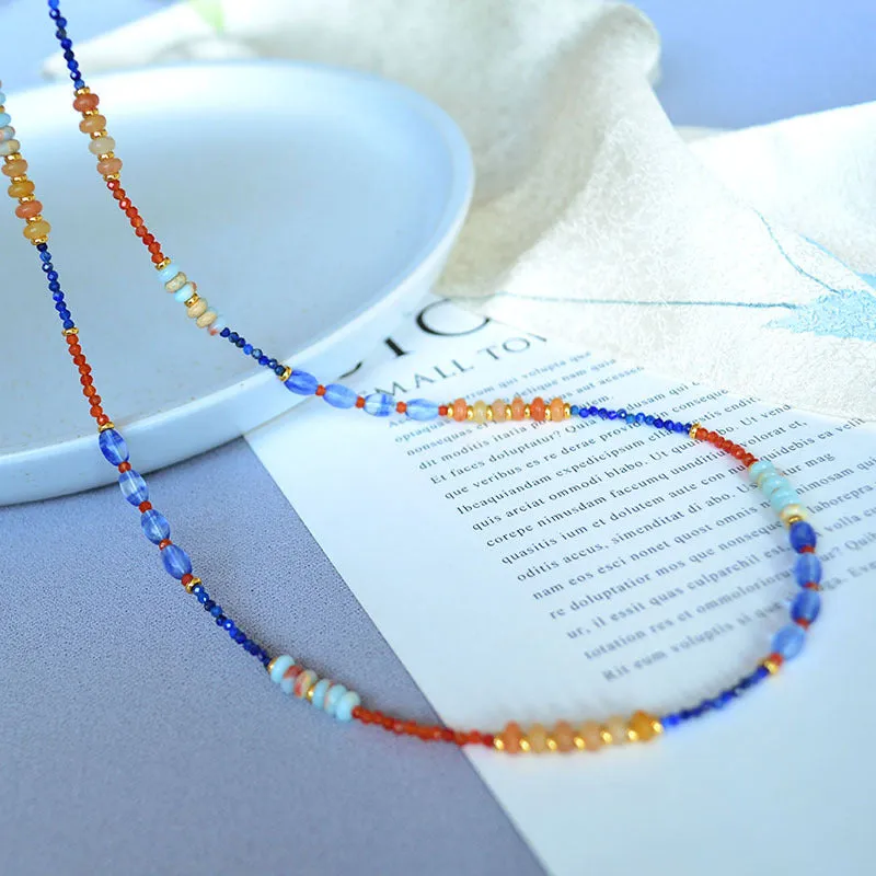 Multicolor Genuine Stone Beaded Necklace