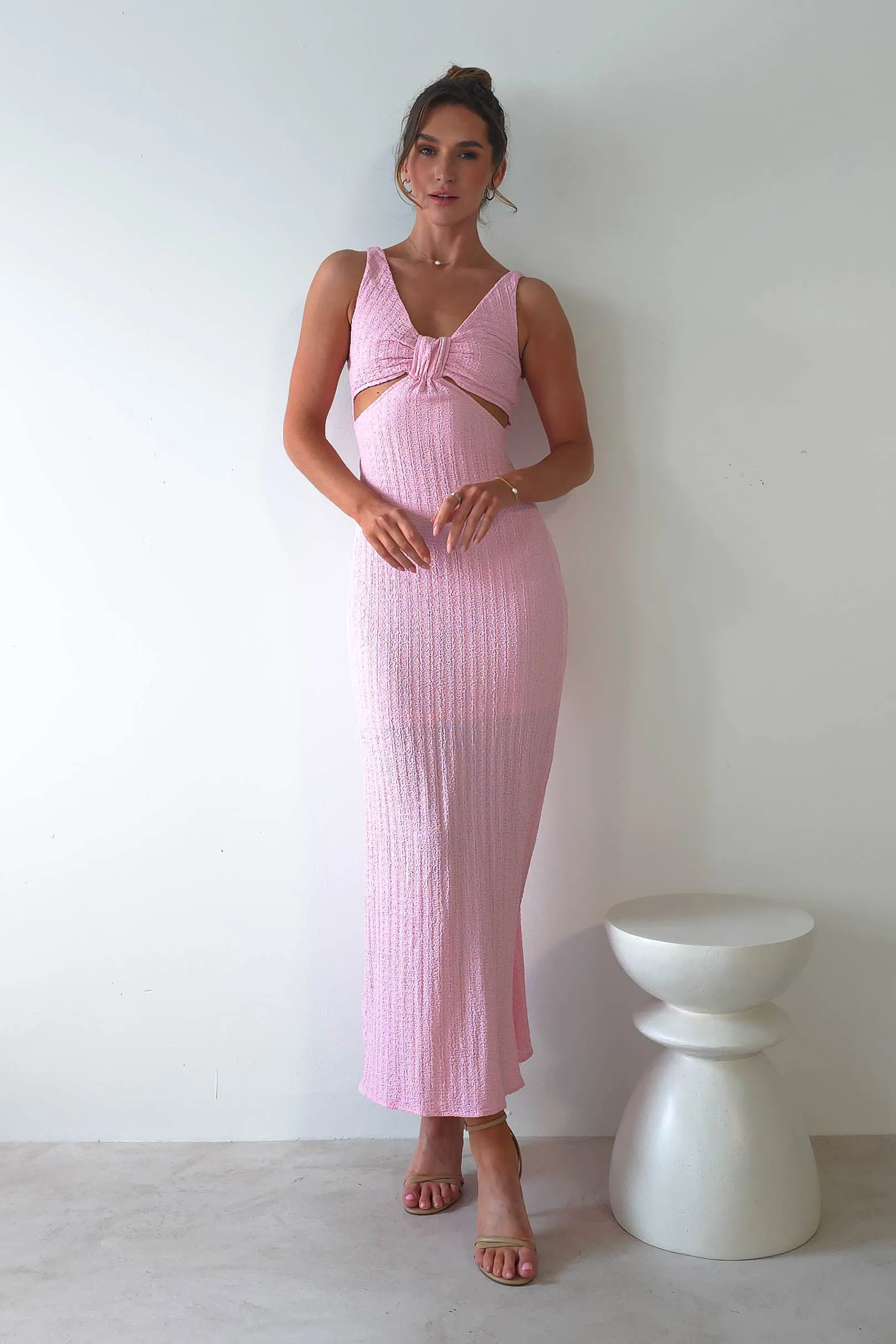 Nakia Textured Maxi Dress | Pink