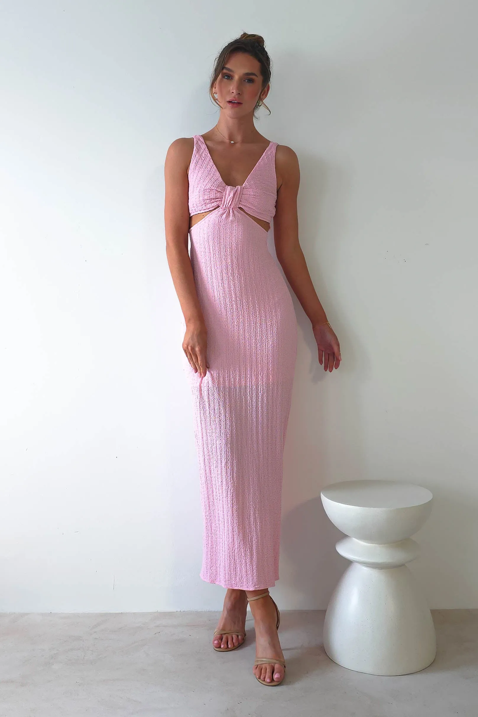 Nakia Textured Maxi Dress | Pink