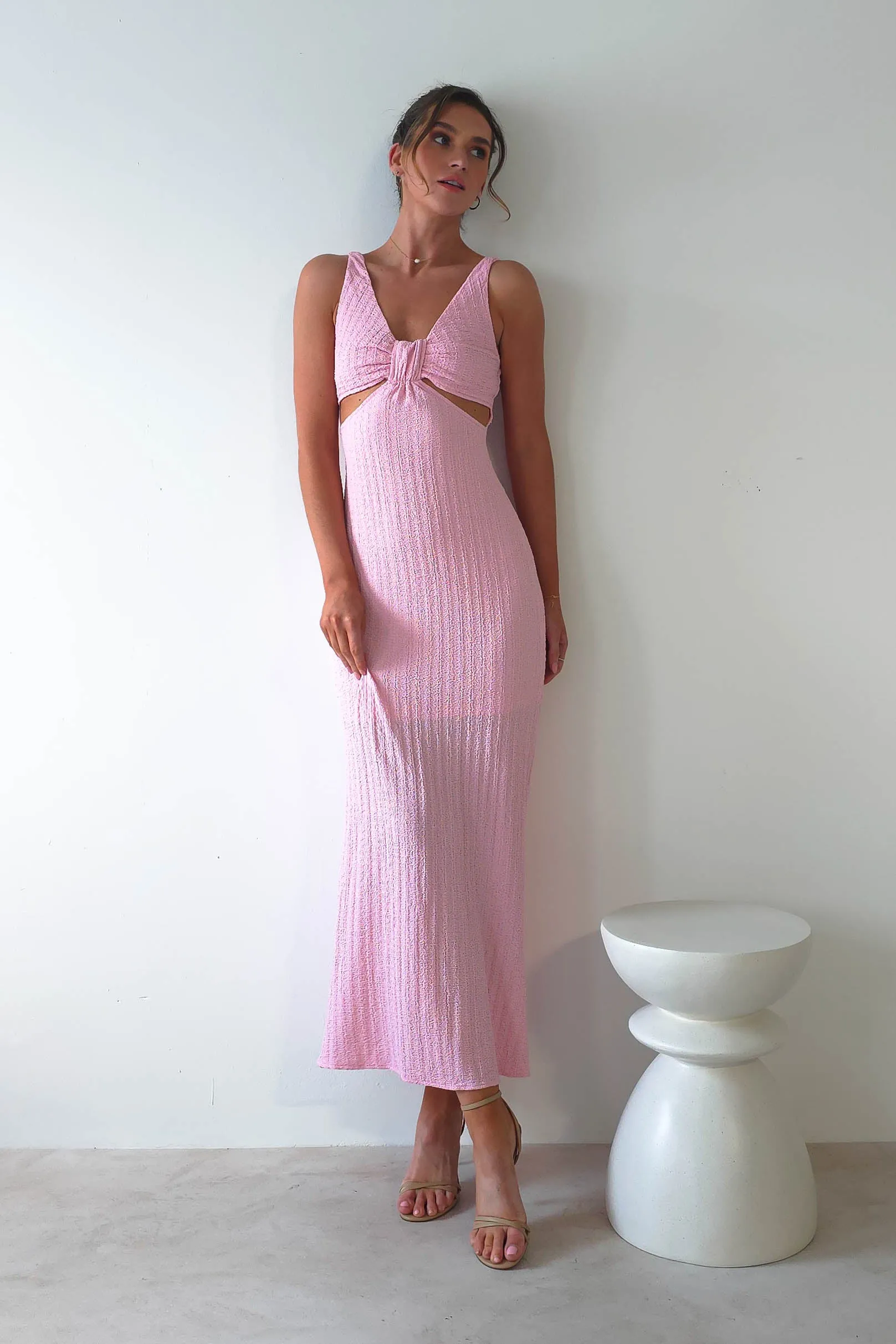 Nakia Textured Maxi Dress | Pink