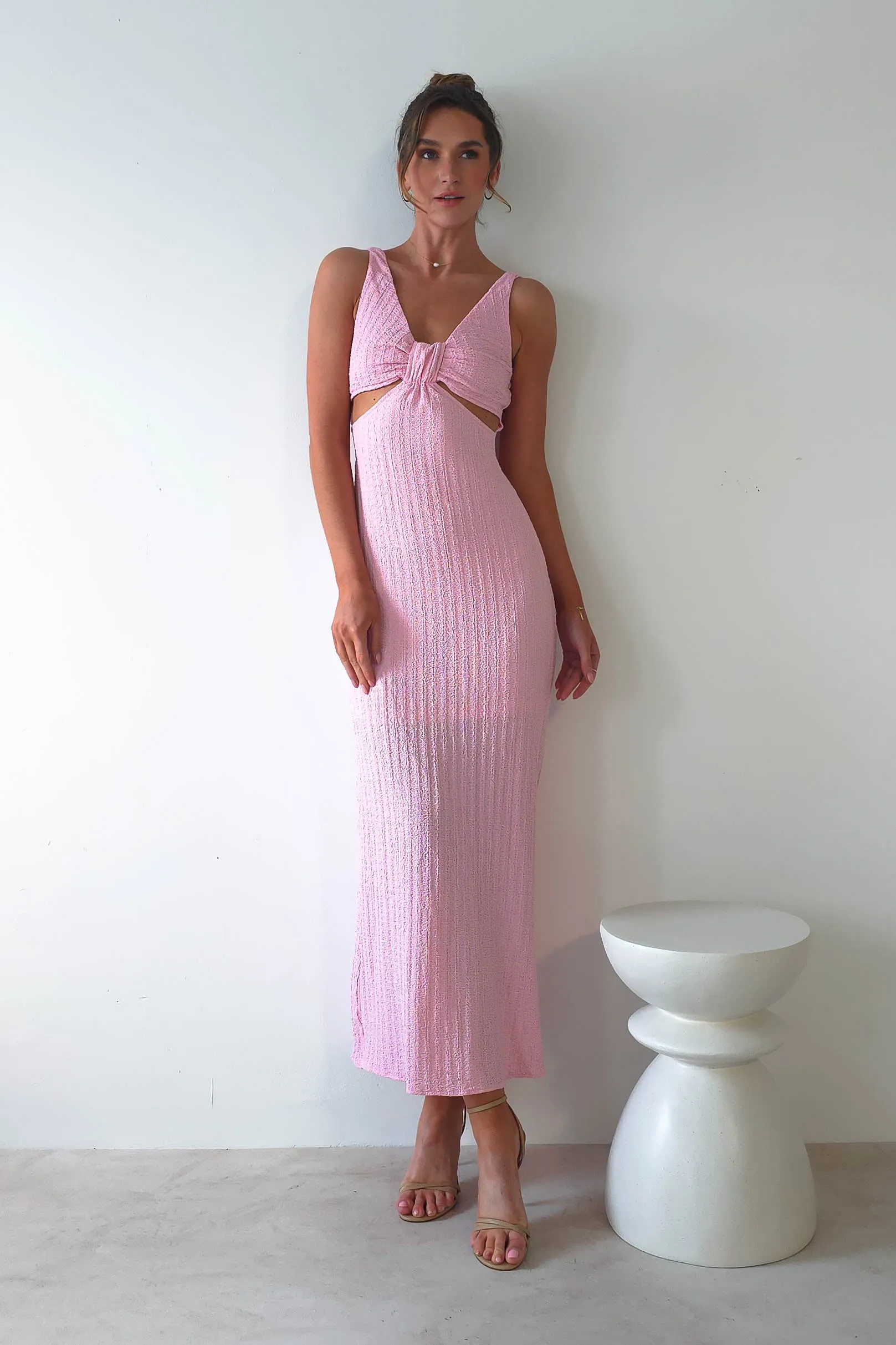 Nakia Textured Maxi Dress | Pink