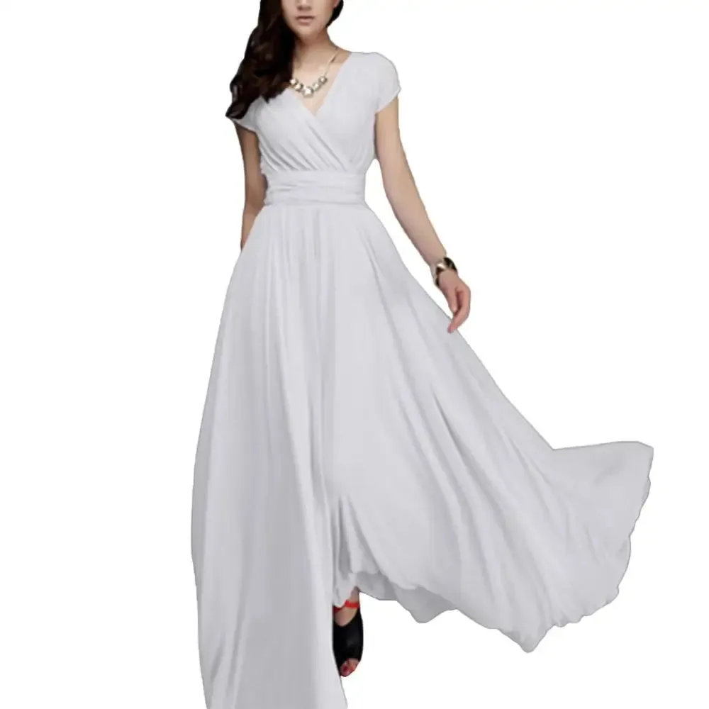 New 2019 Women Dresses Spring Summer Cotton Linen Elegant Ladies Pleated Long White Dresses V Neck Lace Up Bow S-5XL