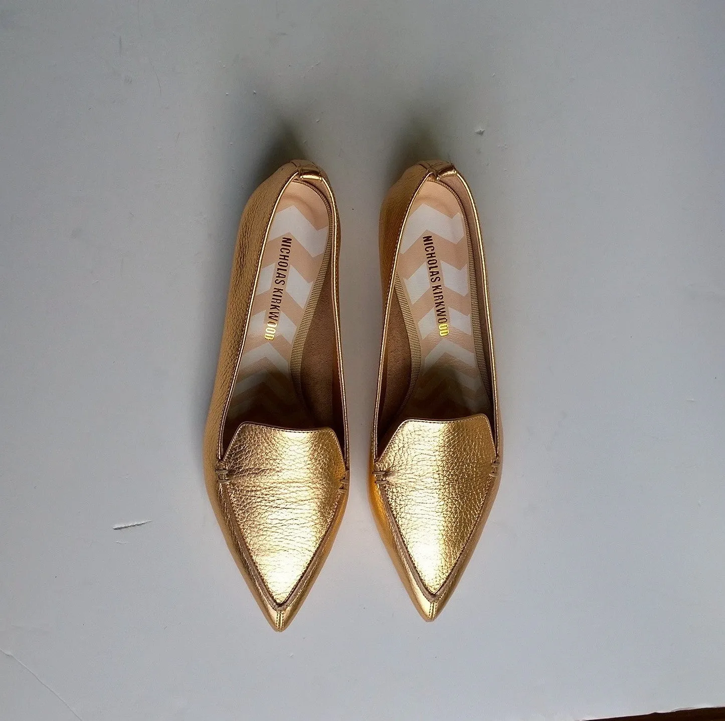 Nicholas Kirkwood Rose Gold Leather Beya Loafer Flat Shoes