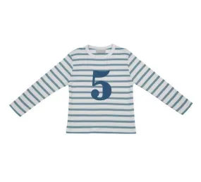 Ocean blue & white breton striped T shirt - 5