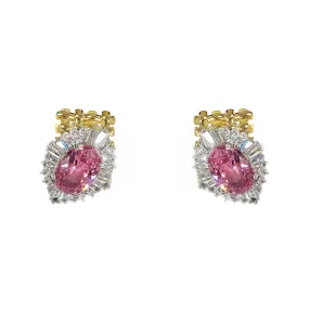 PINK GLASS CRYSTAL STUD EARRINGS