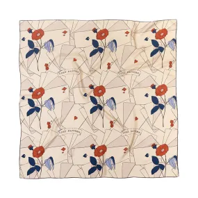 "Camellia" Large Silk Square Scarf - Khaki