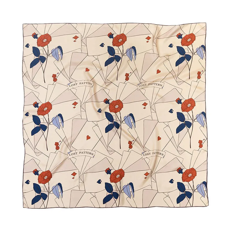 "Camellia" Large Silk Square Scarf - Khaki