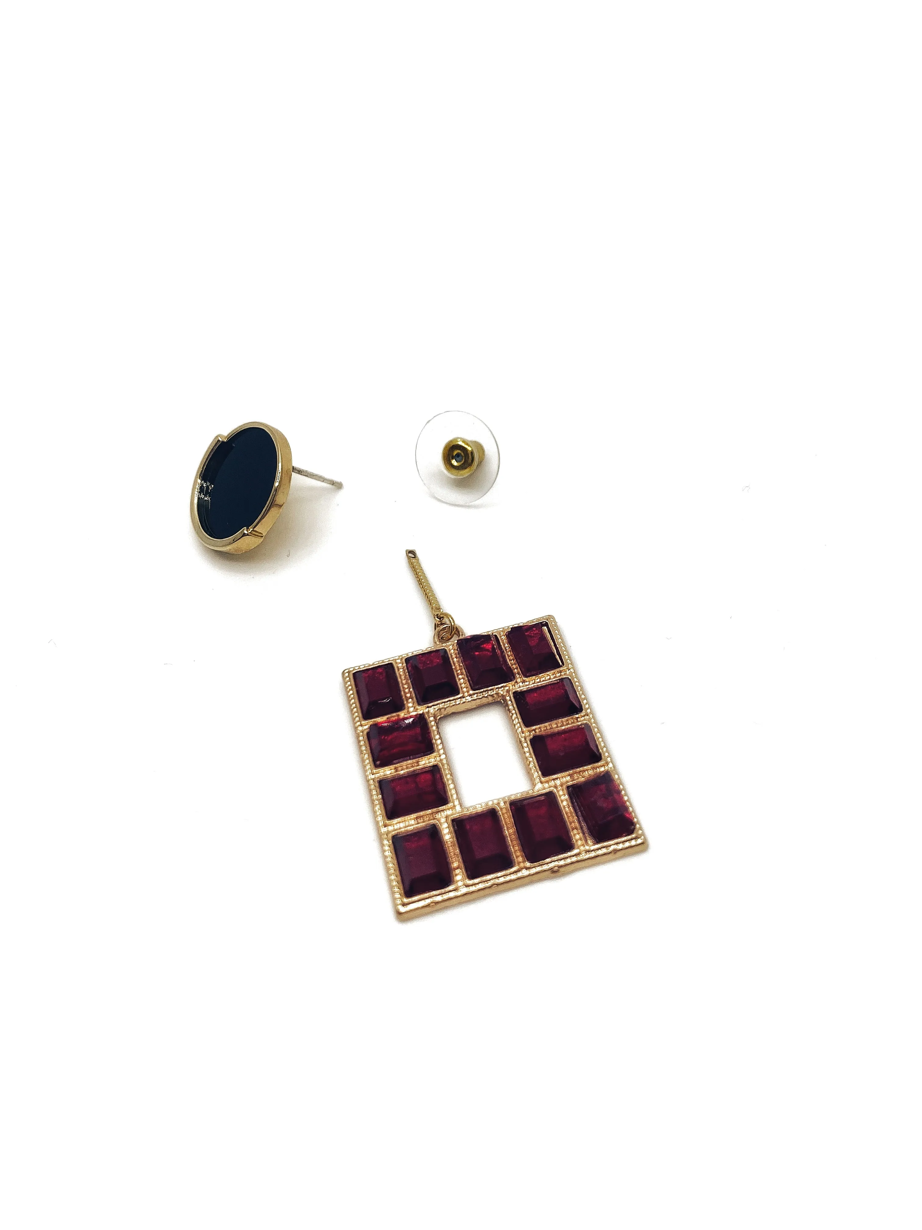 ROUND STUD WITH SQUARE SHAPE DROP EARRINGS