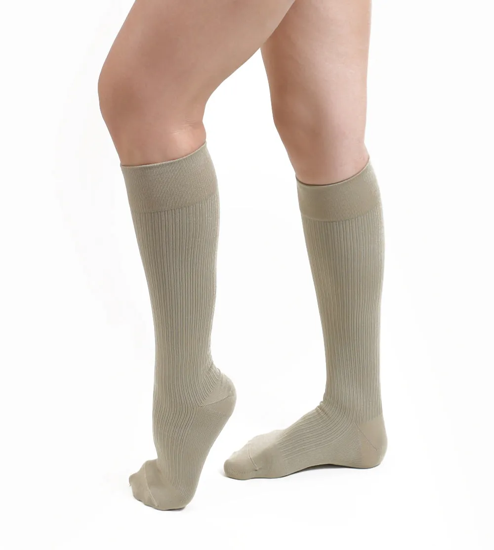 Salvere Business Ribbed, Dress/Trouser, Unisex Knee High Compression Sock, Closed Toe, 20-30 mmHg