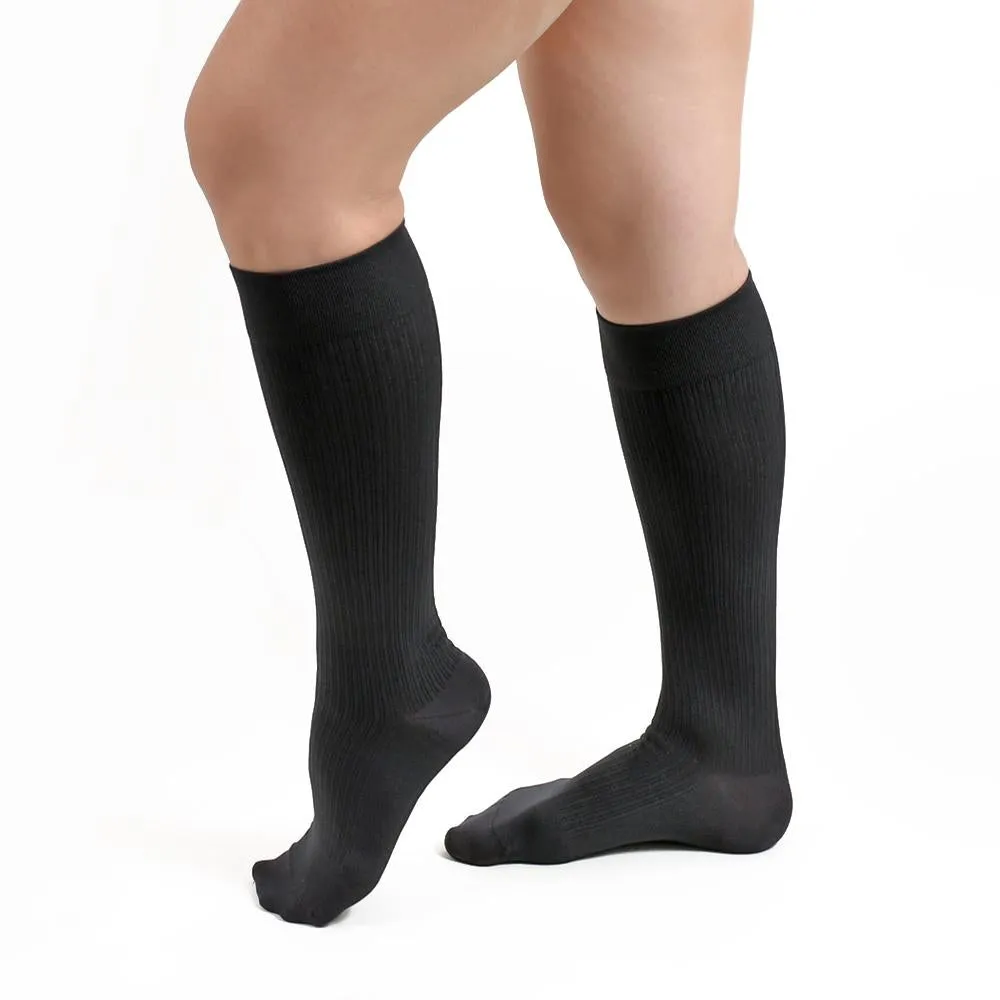 Salvere Business Ribbed, Dress/Trouser, Unisex Knee High Compression Sock, Closed Toe, 20-30 mmHg