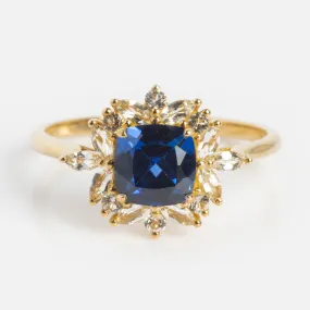 Solid Gold 2024 September Capsule Vintage Inspired Sapphire Statement Ring