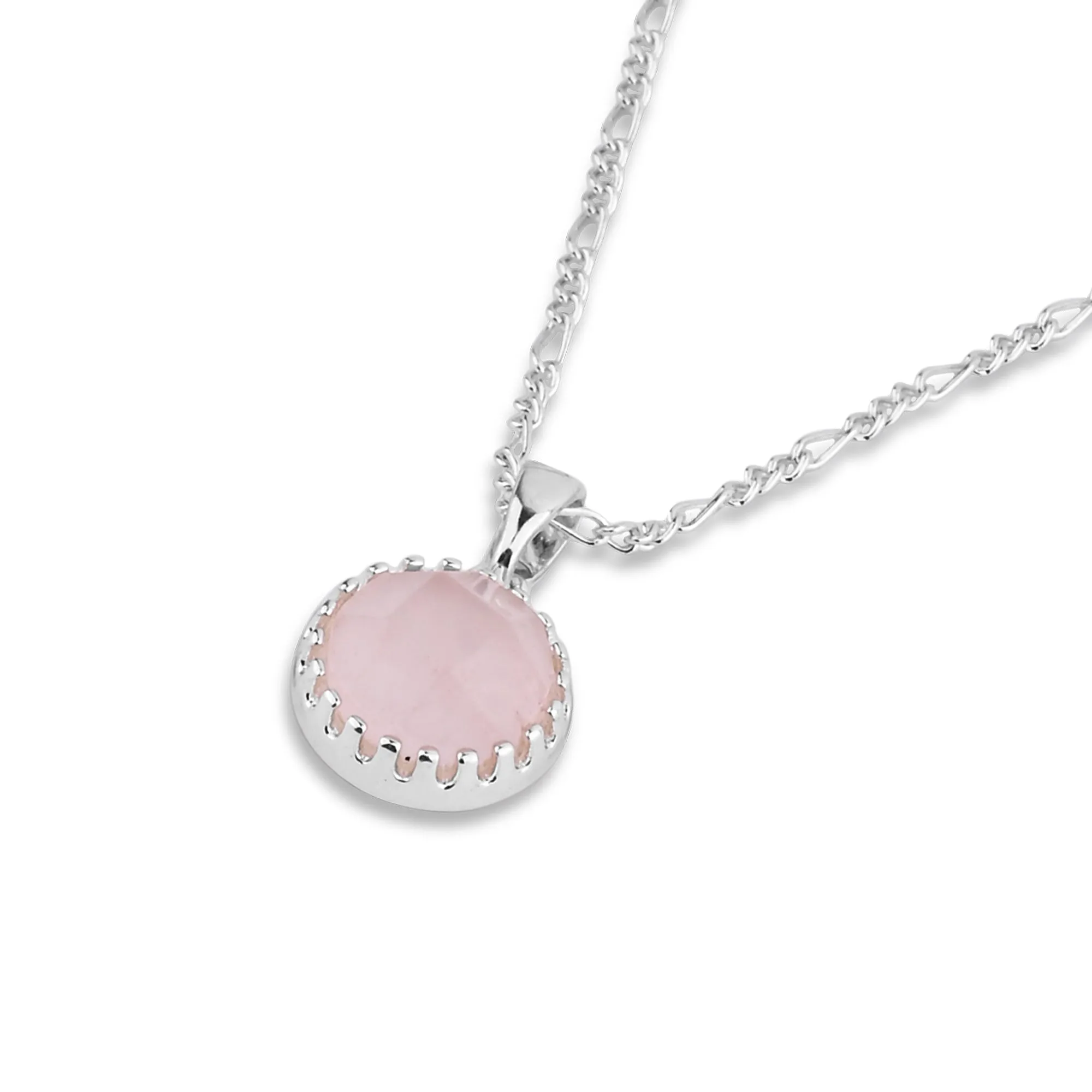 Sterling Silver-Plated Rose Quartz Necklace