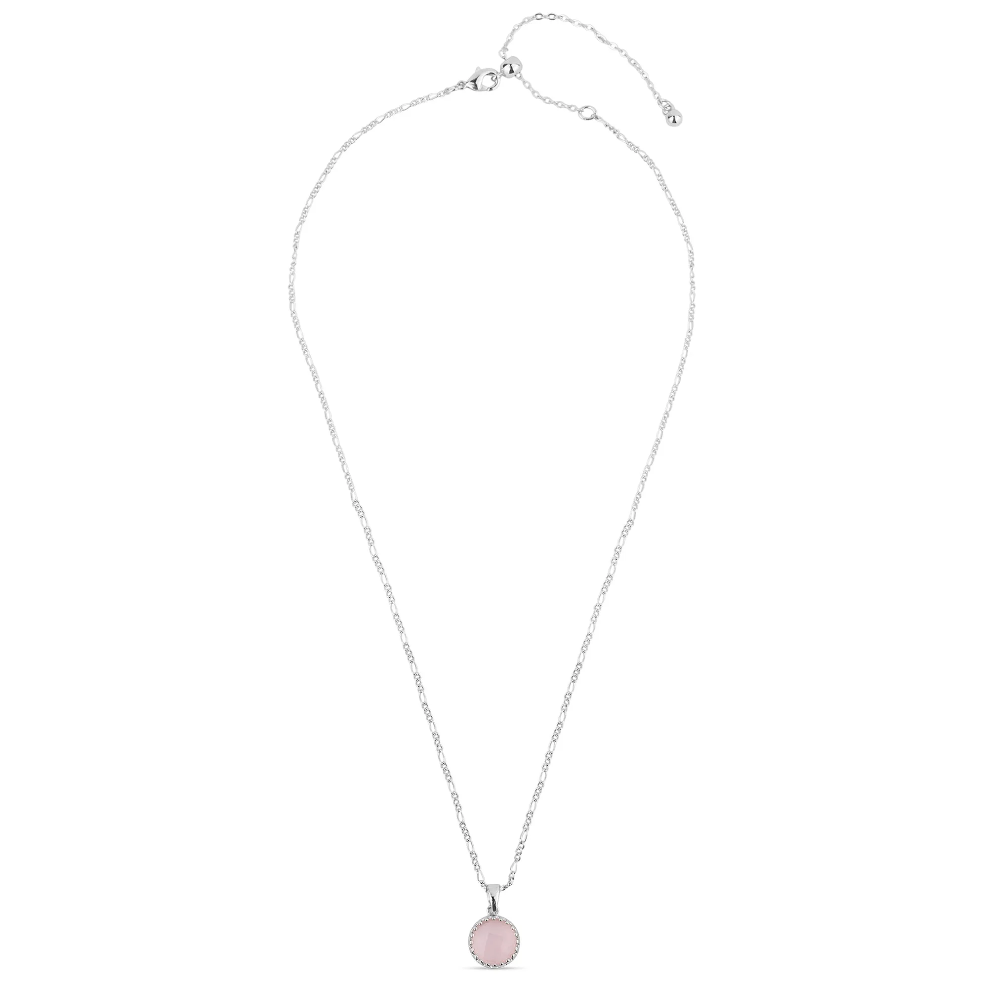 Sterling Silver-Plated Rose Quartz Necklace