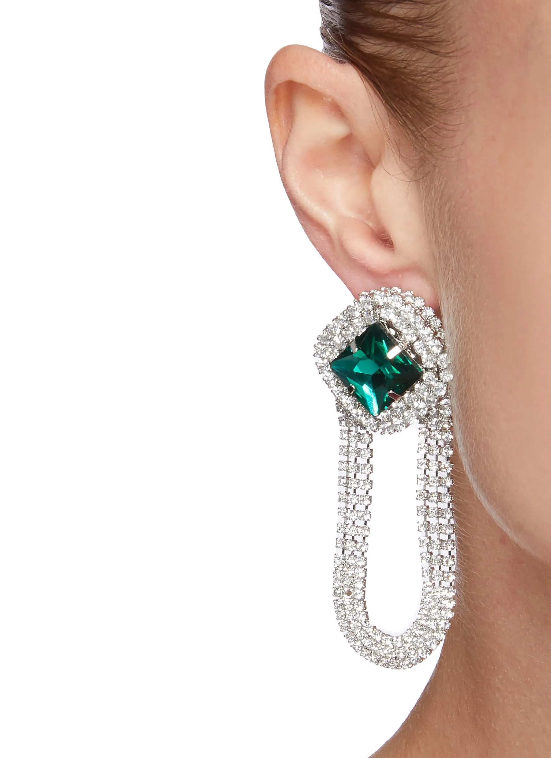 STRASS EMBELLISHED ASYMMETRIC EARRINGS