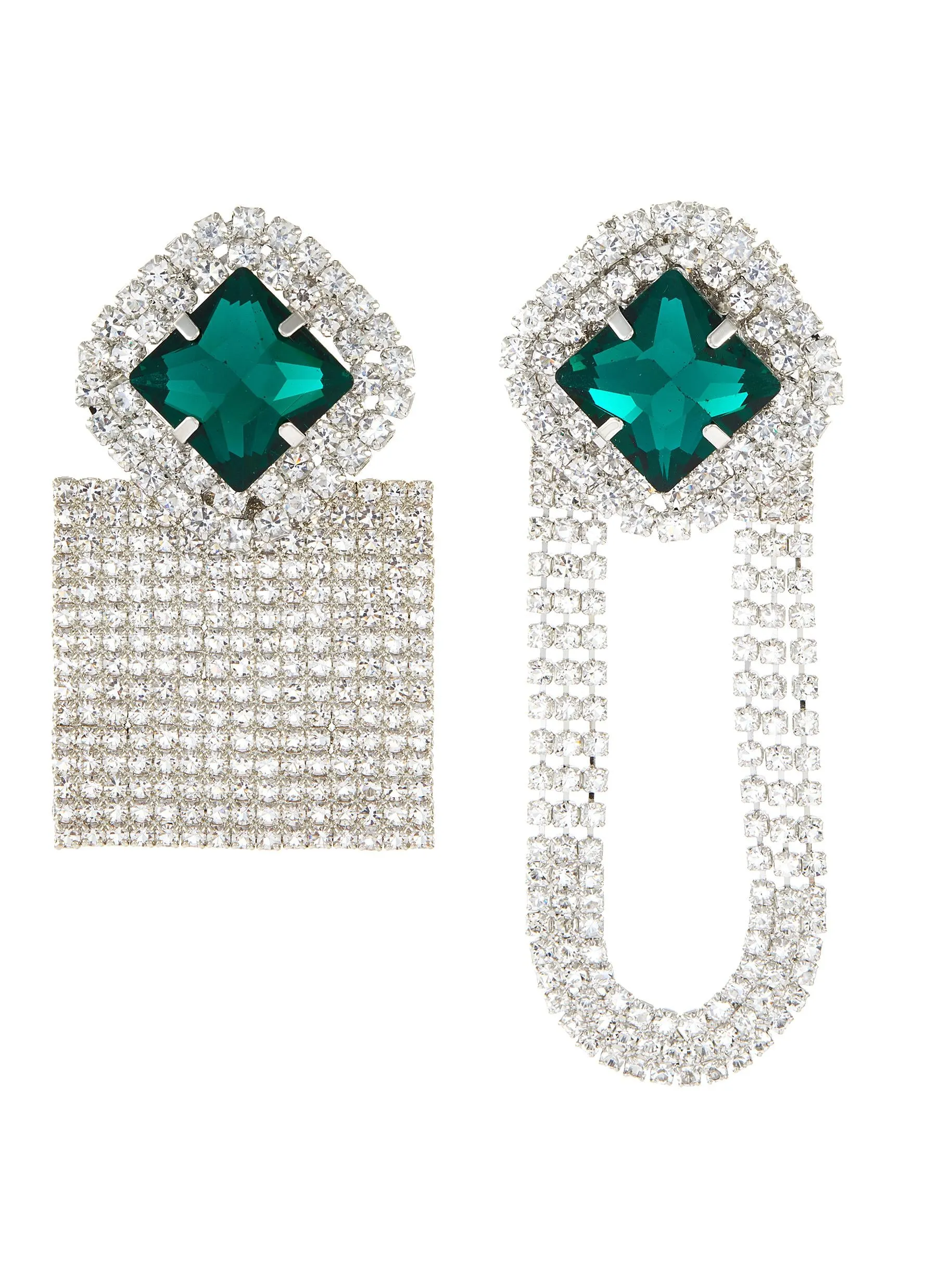 STRASS EMBELLISHED ASYMMETRIC EARRINGS