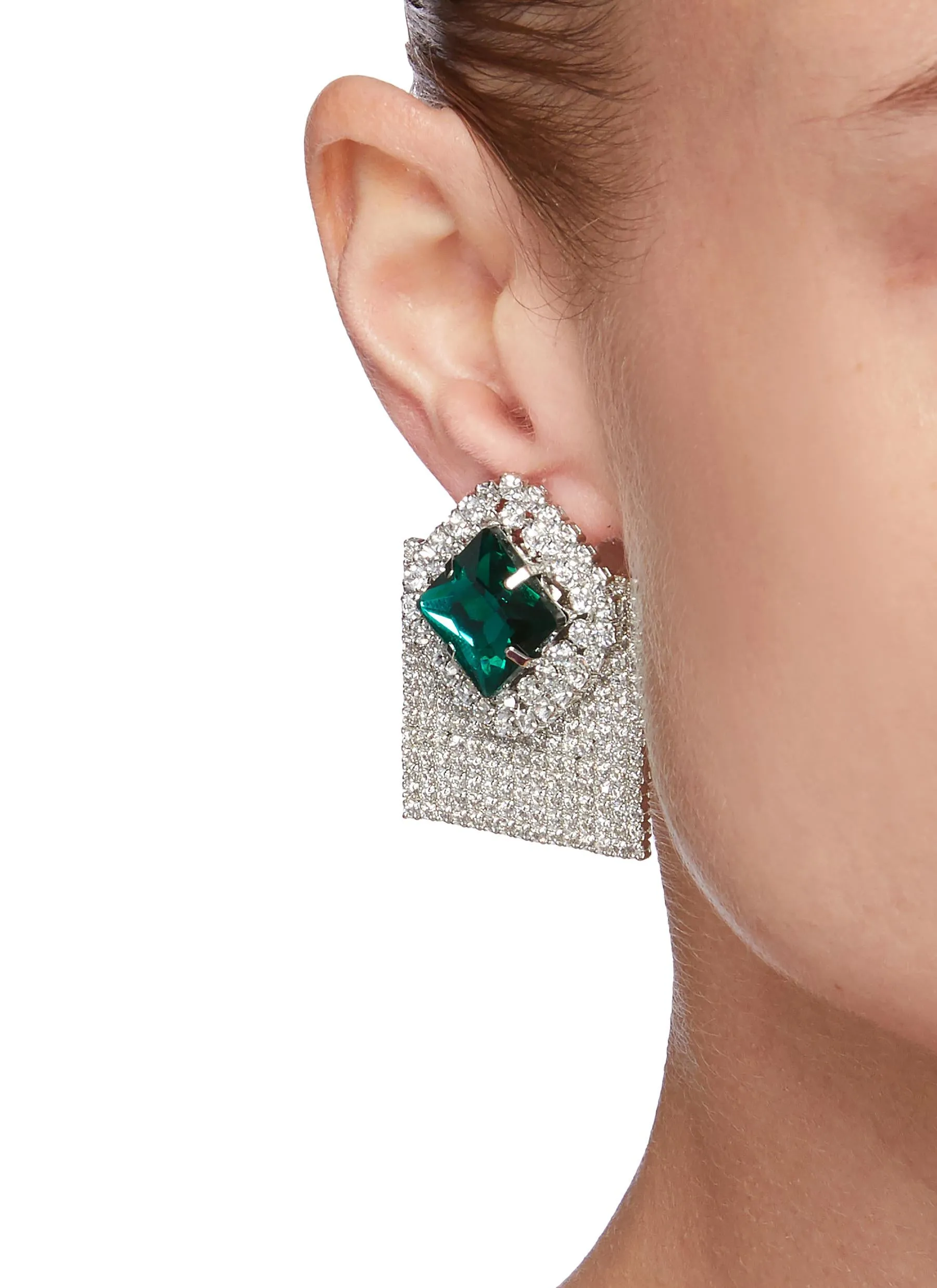 STRASS EMBELLISHED ASYMMETRIC EARRINGS