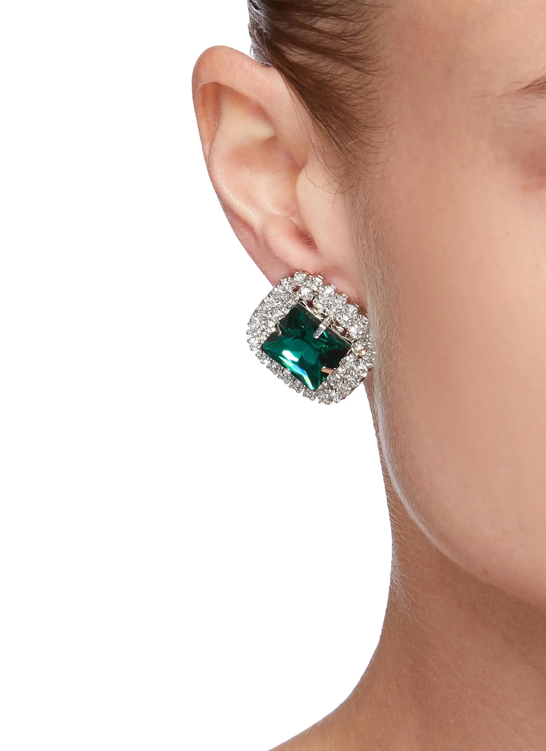 STRASS EMBELLISHED ASYMMETRIC EARRINGS