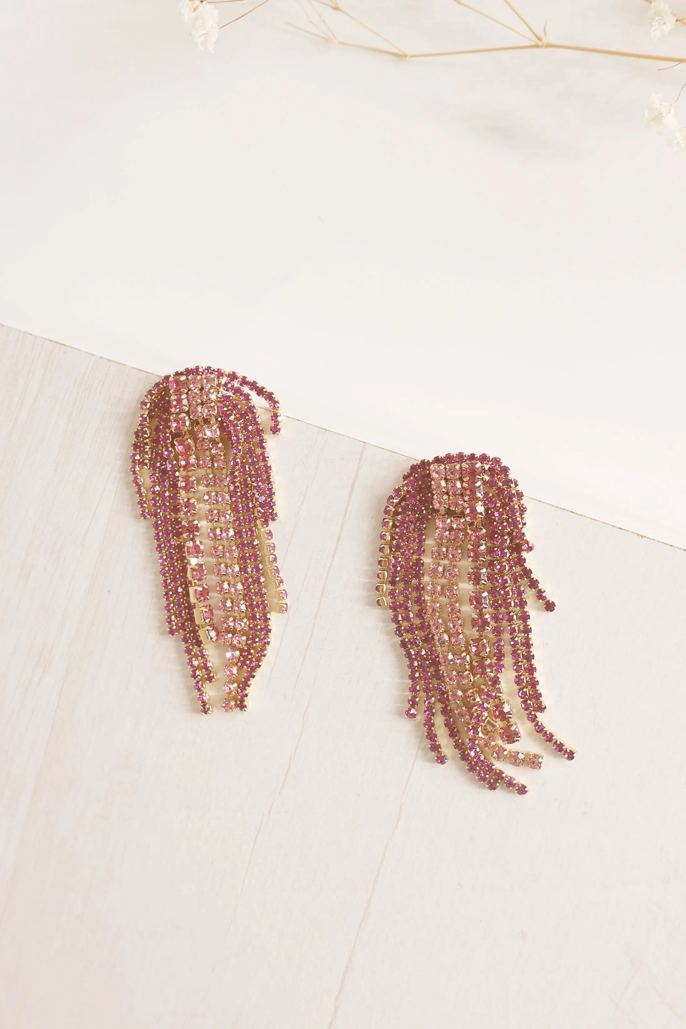 Tiffany Fringe Earrings - Pink