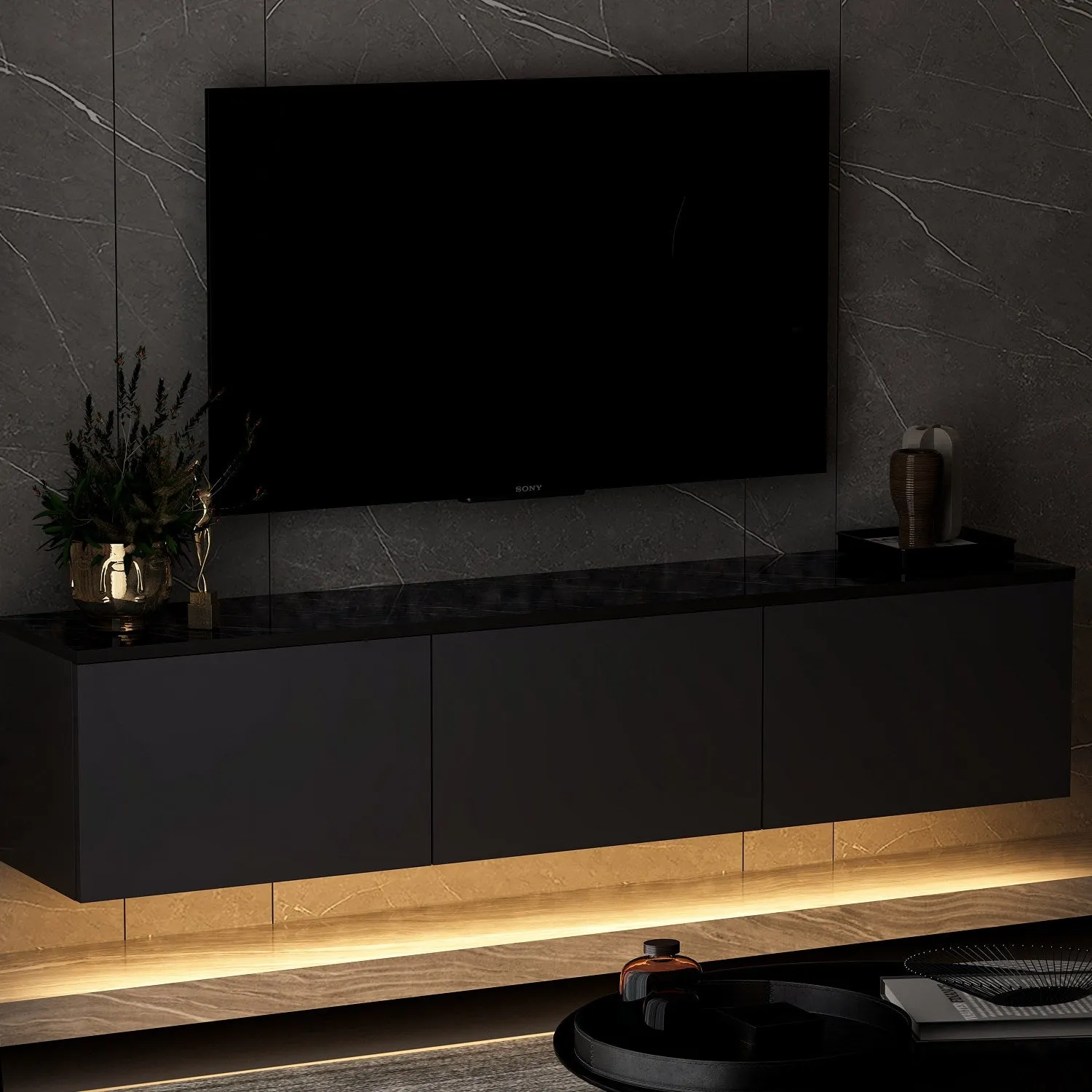 TV Stand Neon Illuminated - Anthracite