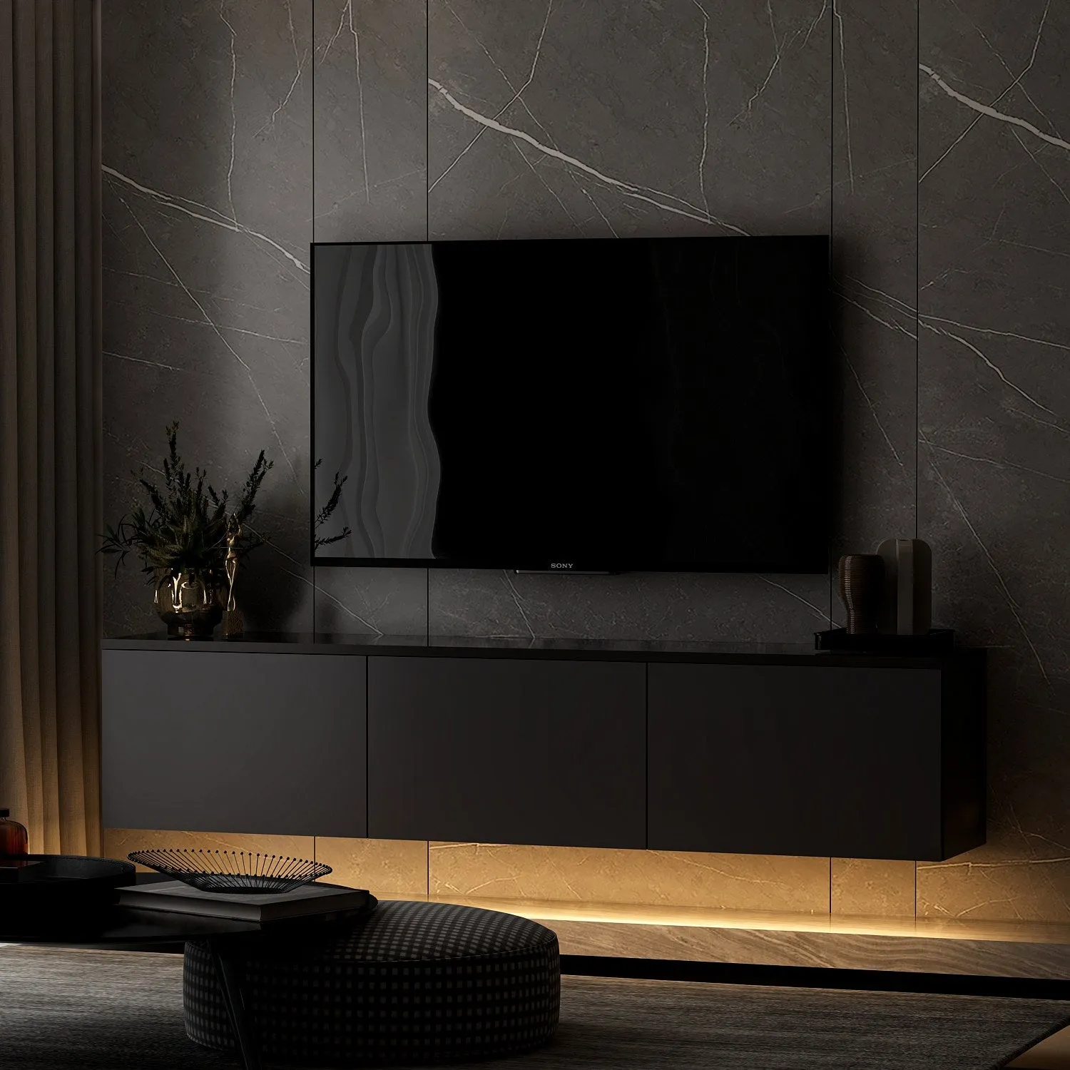 TV Stand Neon Illuminated - Anthracite