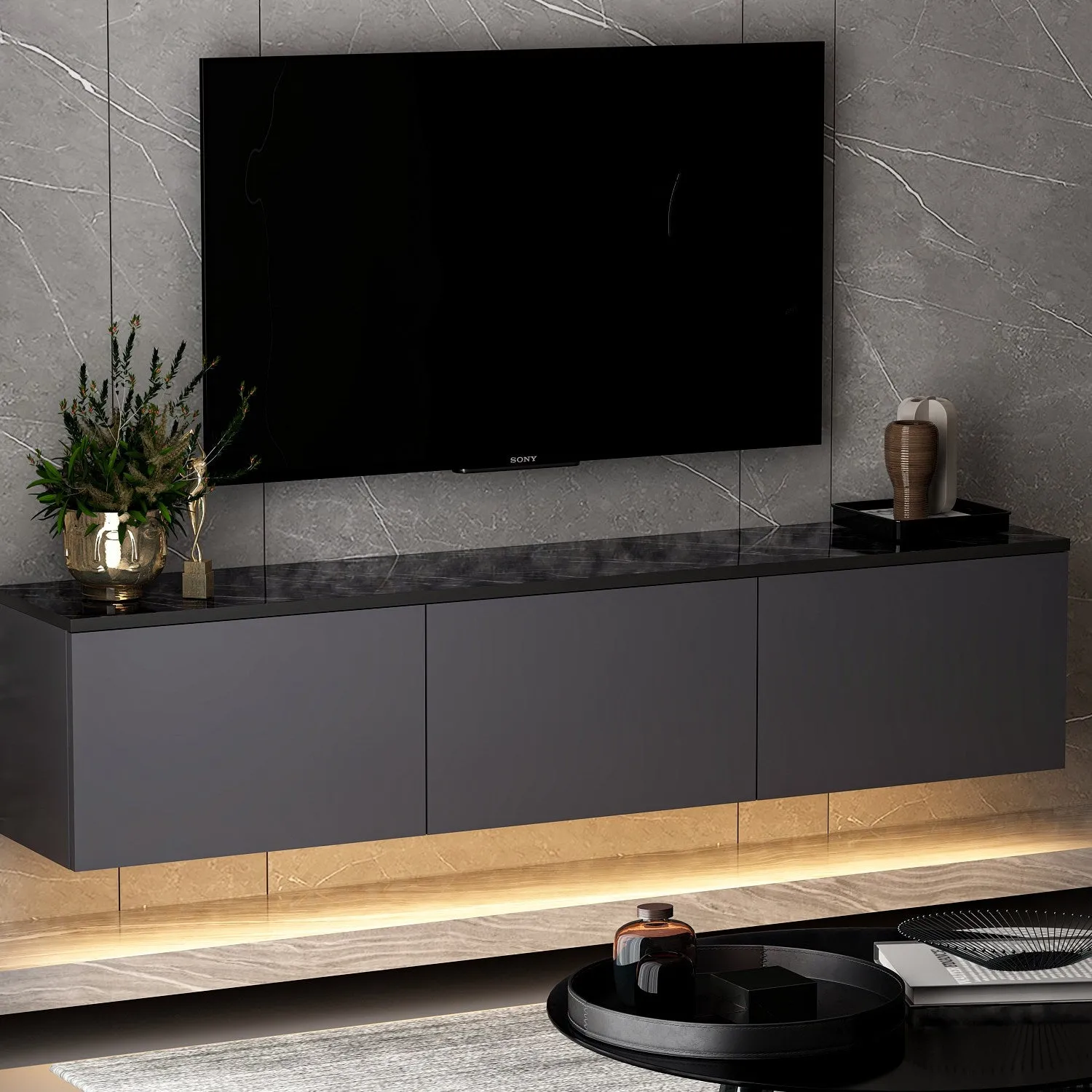 TV Stand Neon Illuminated - Anthracite