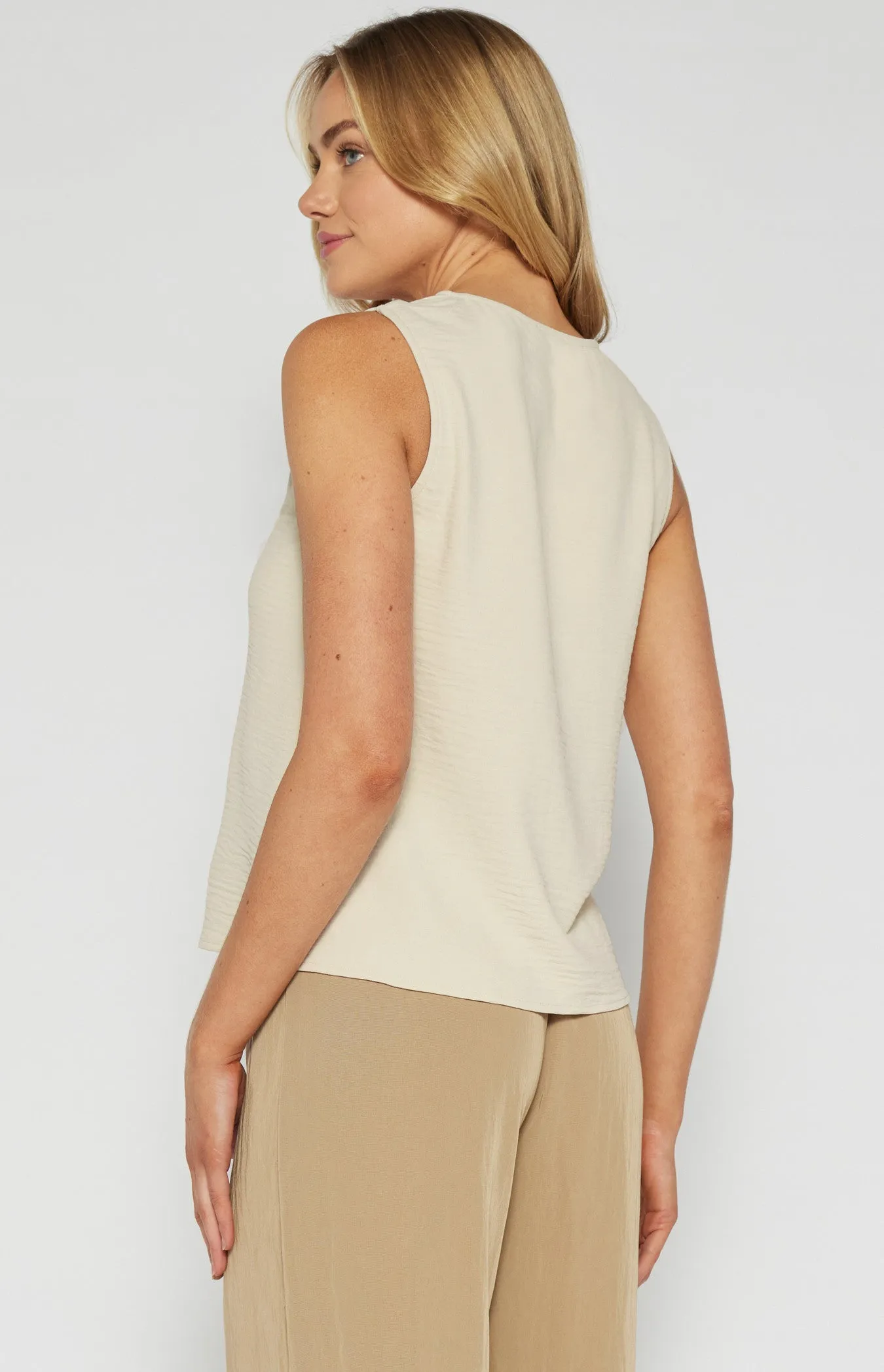 V Neckline Blouse With Front Knot