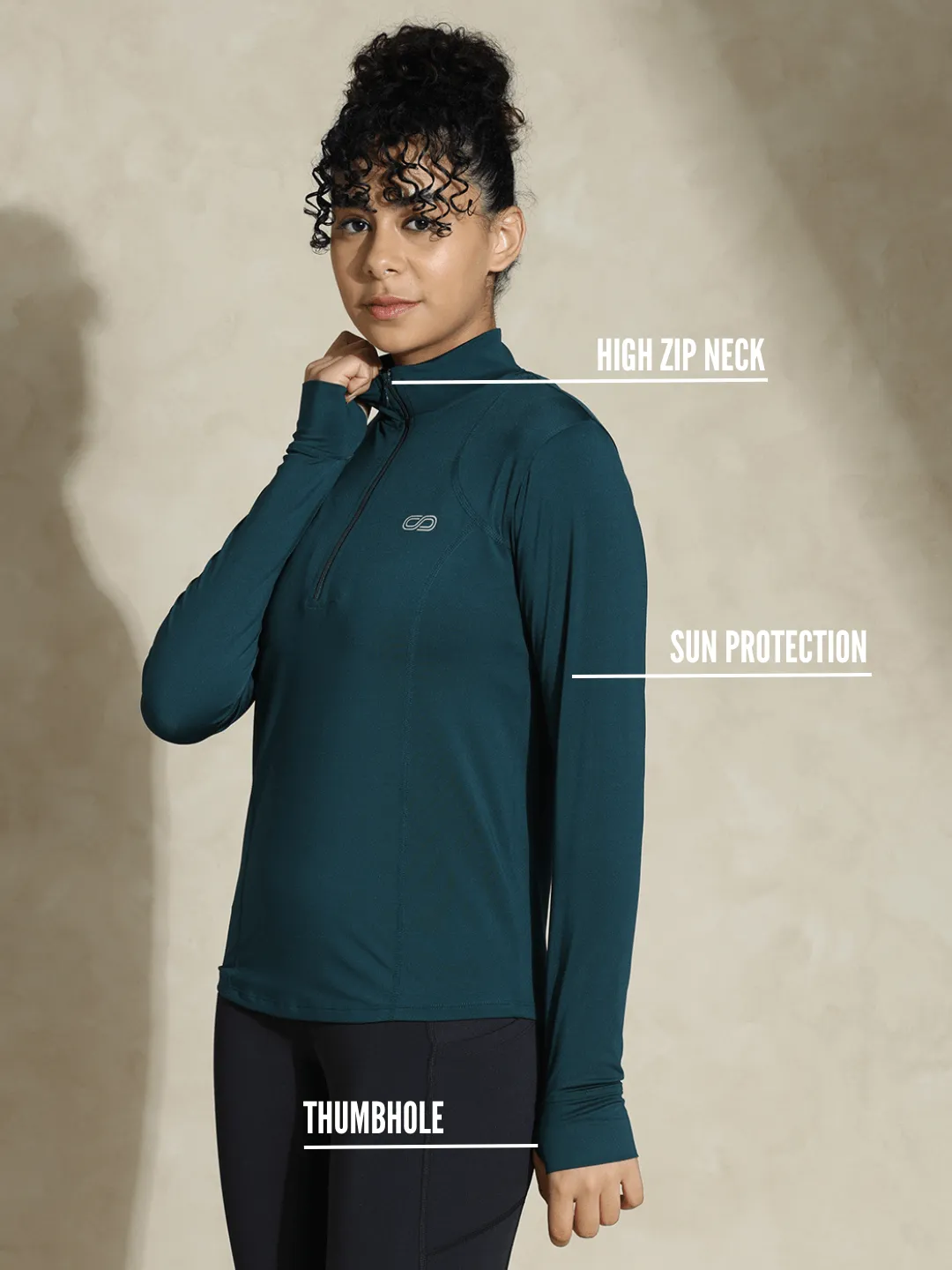 Women's Ath Runner Zip Neck Teal